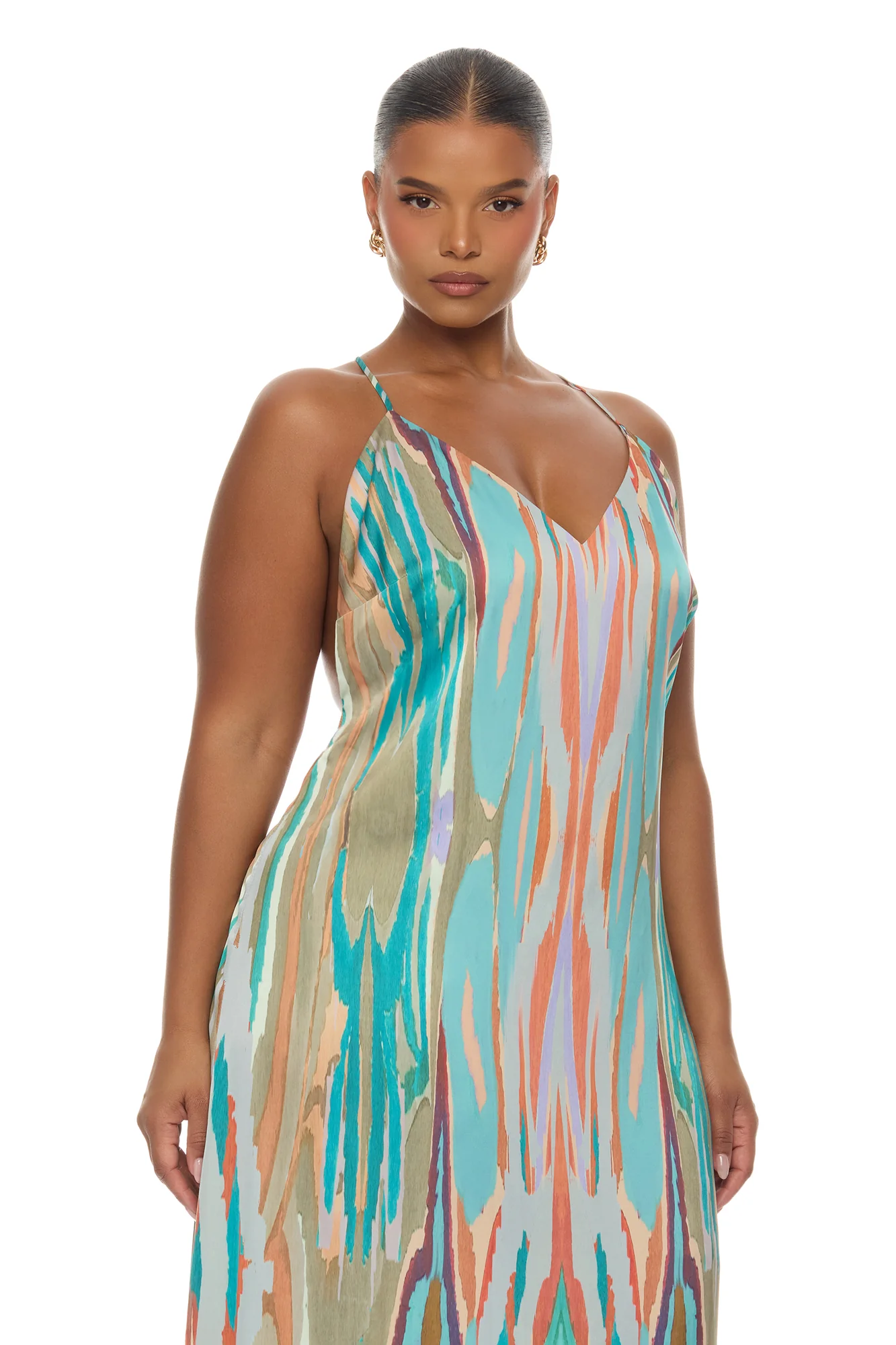 Daydreaming Backless Satin Maxi Dress - Turquoise/combo - Image 6