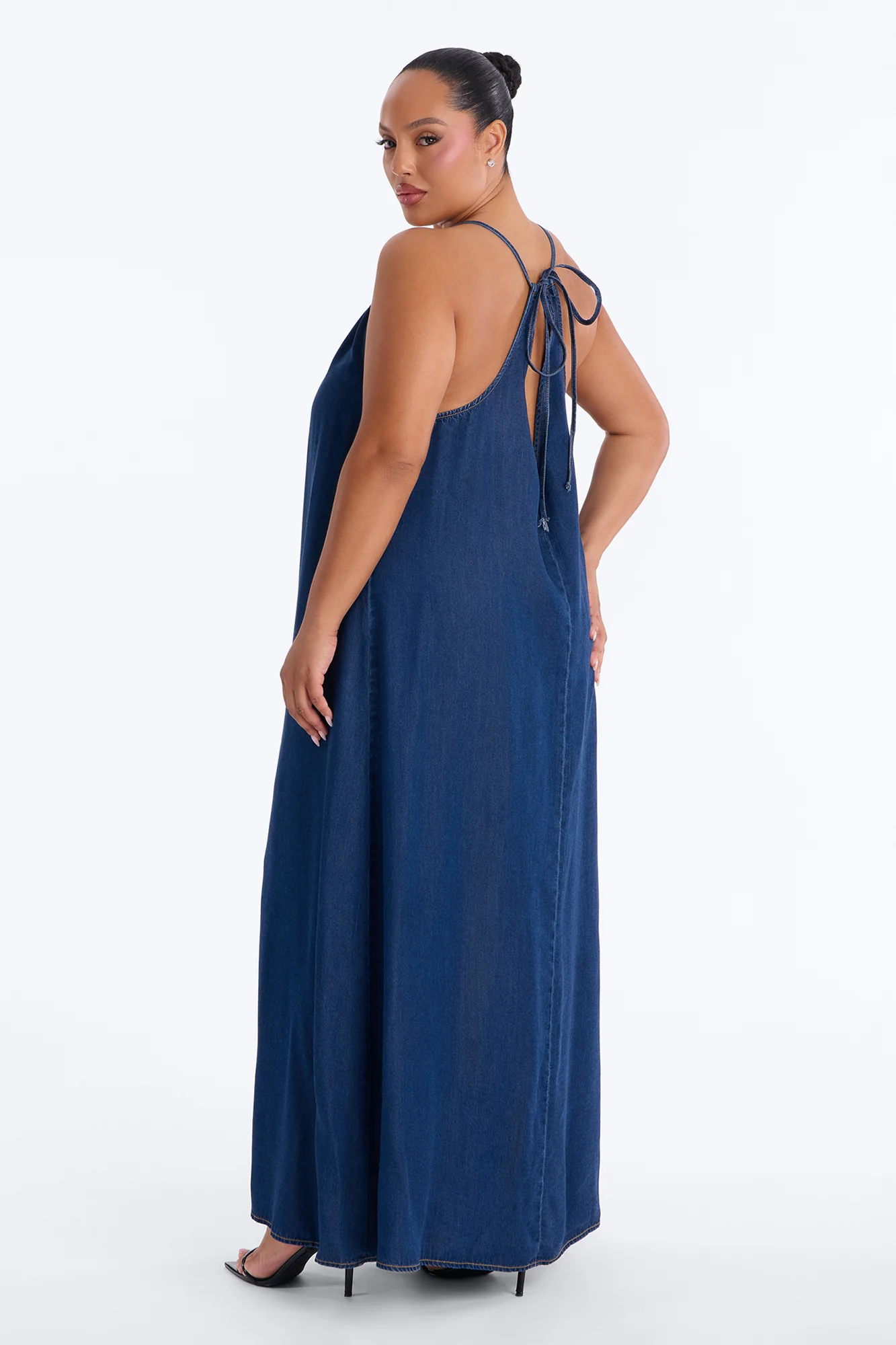 Daytime Chic Denim Maxi Dress - Dark Wash - Image 8