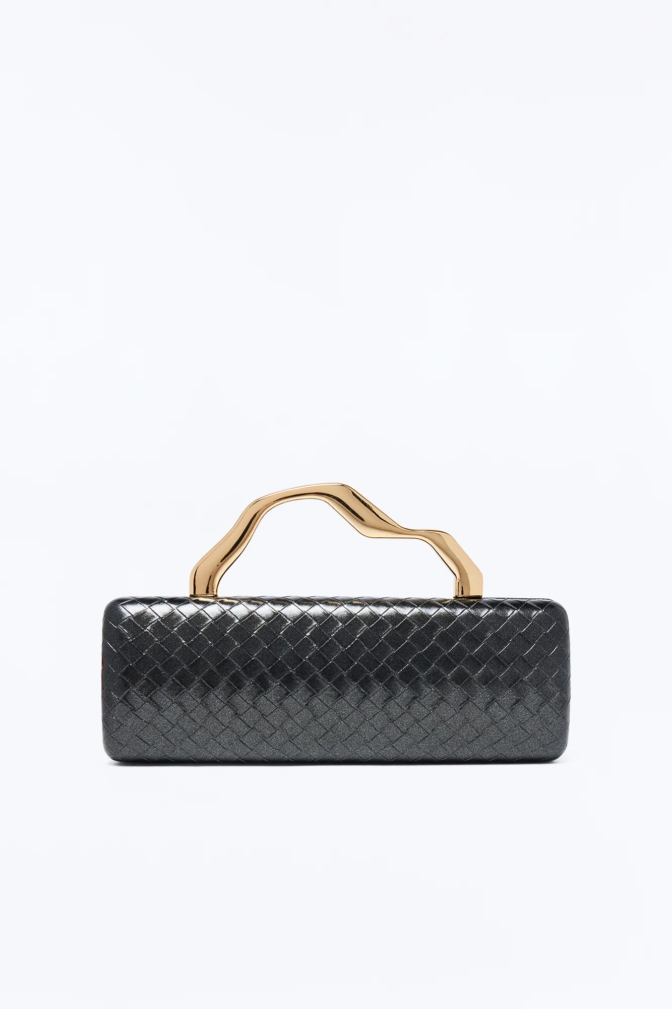 Deco Woven Faux Leather Clutch - Black - Image 3