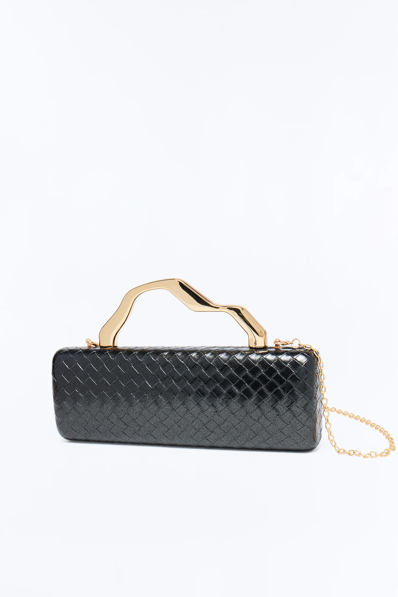 Deco Woven Faux Leather Clutch - Black - Image 4