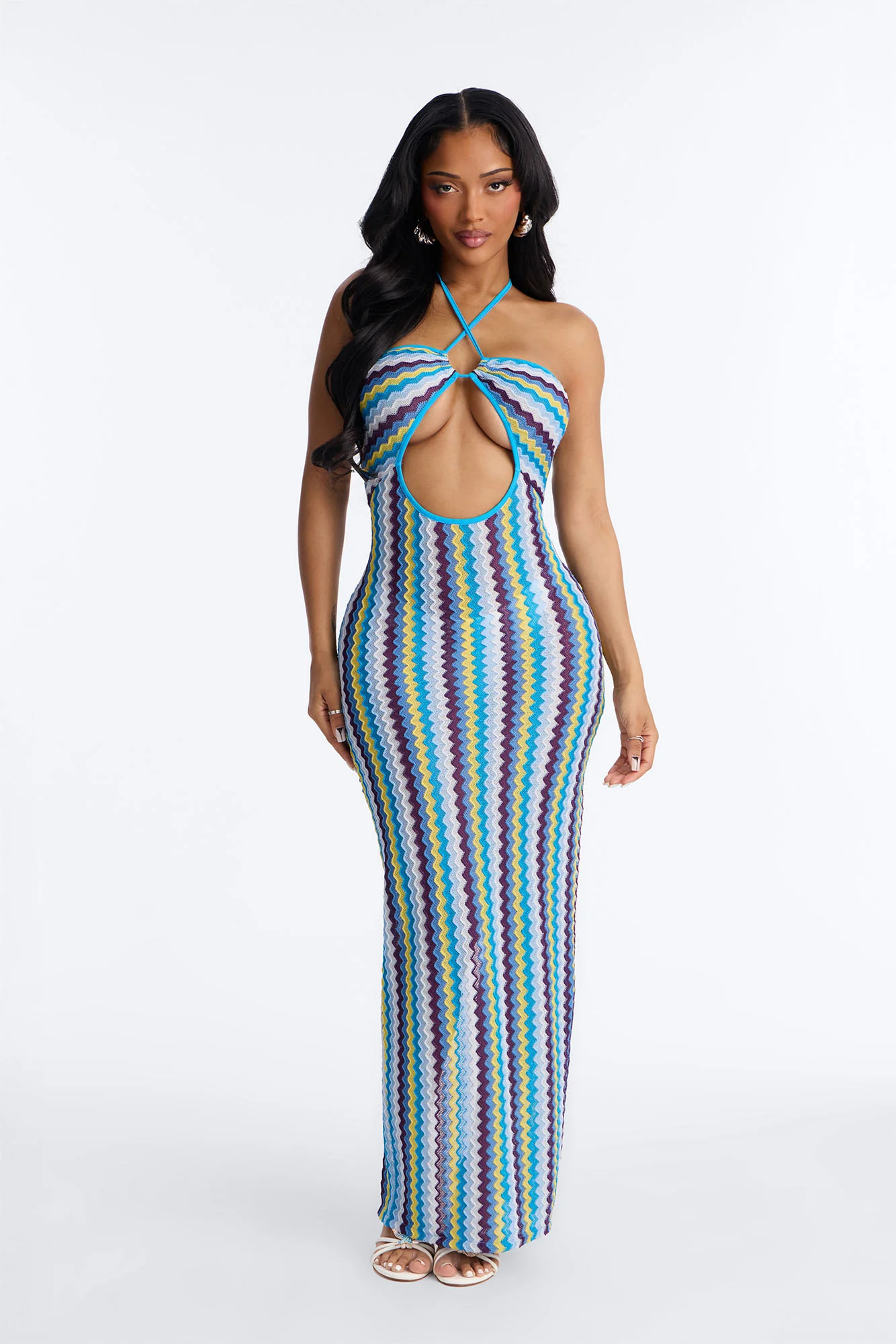 Deep Sea Swim Knit Cover Up Dress - Blue/combo