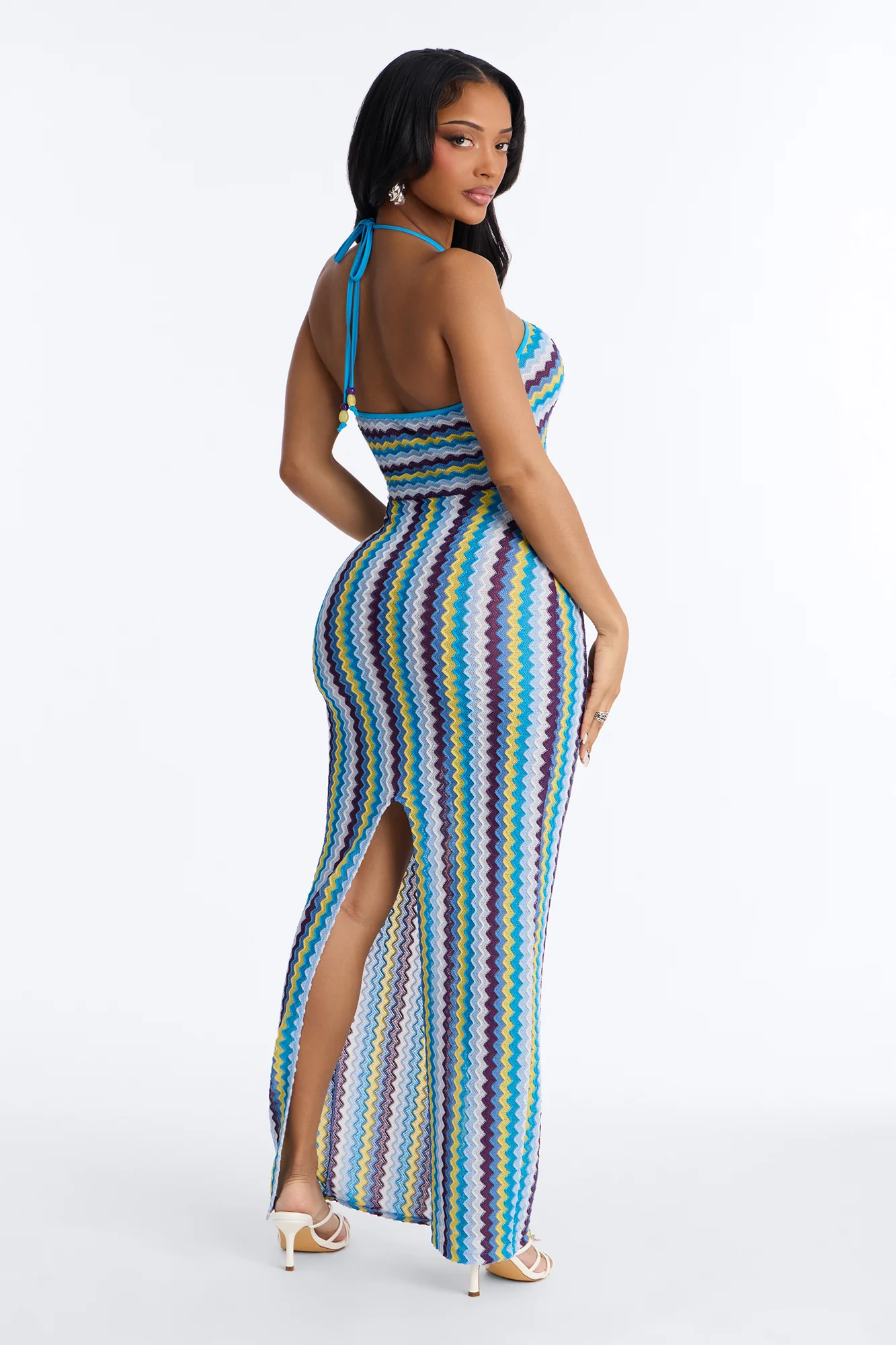 Deep Sea Swim Knit Cover Up Dress - Blue/combo - Image 4
