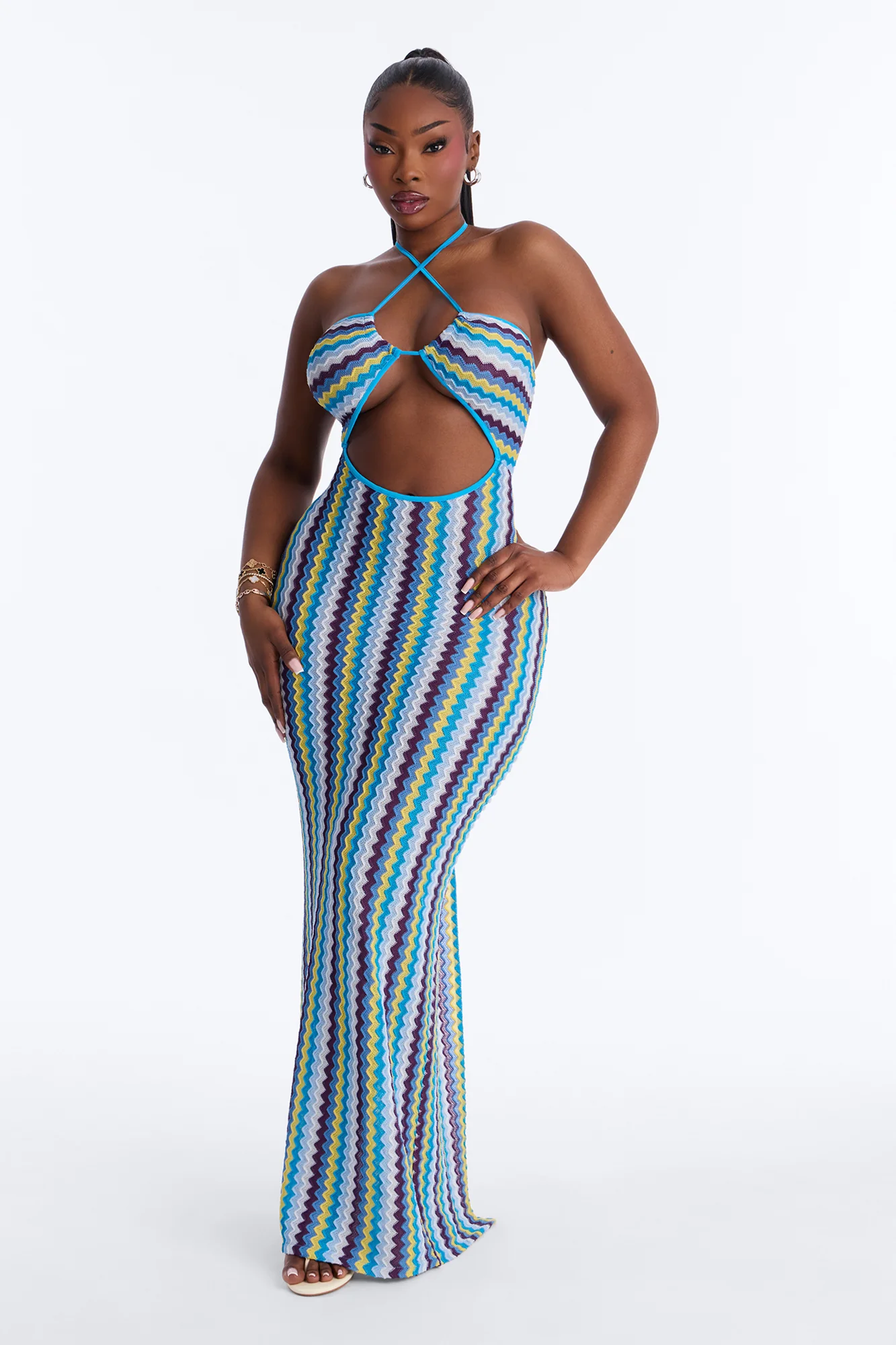 Deep Sea Swim Knit Cover Up Dress - Blue/combo - Image 5
