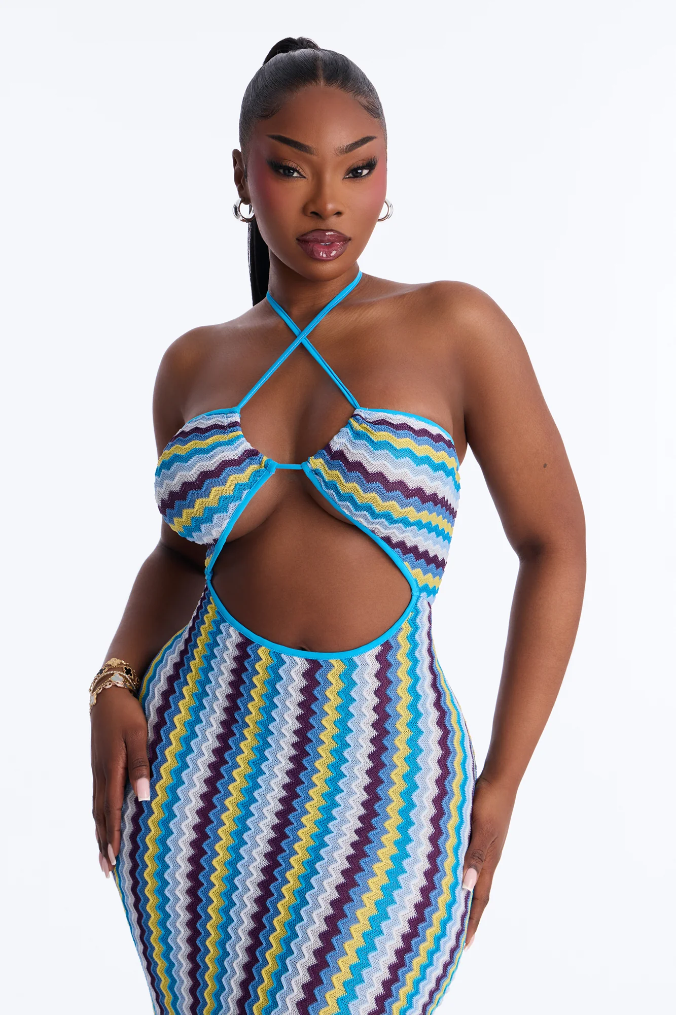 Deep Sea Swim Knit Cover Up Dress - Blue/combo - Image 6