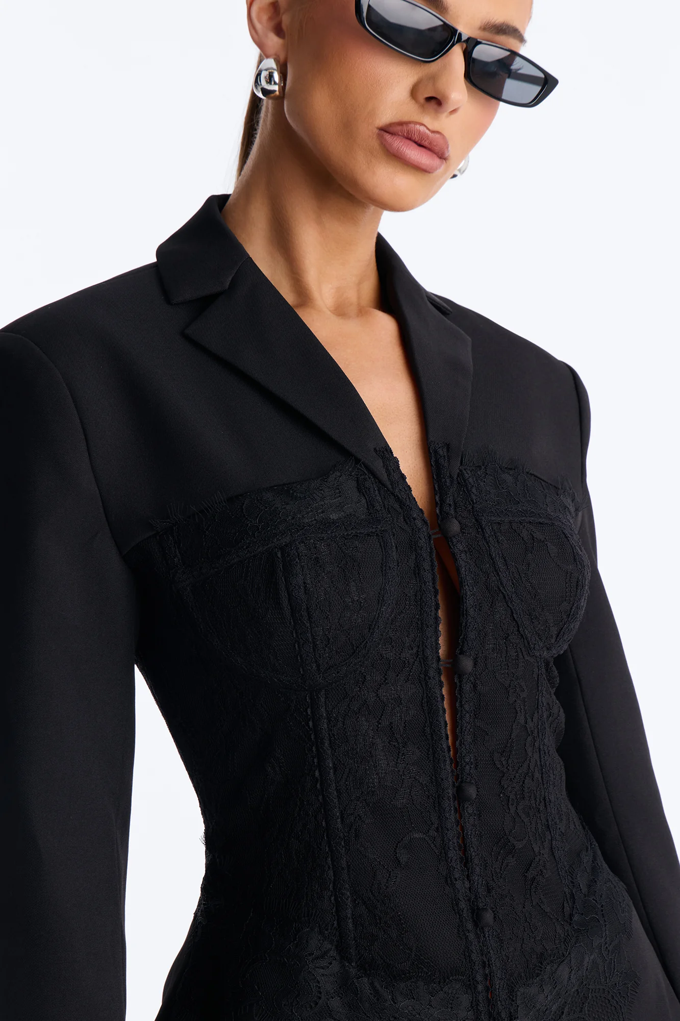 Deep Secrets Lace Corset Blazer - Black
