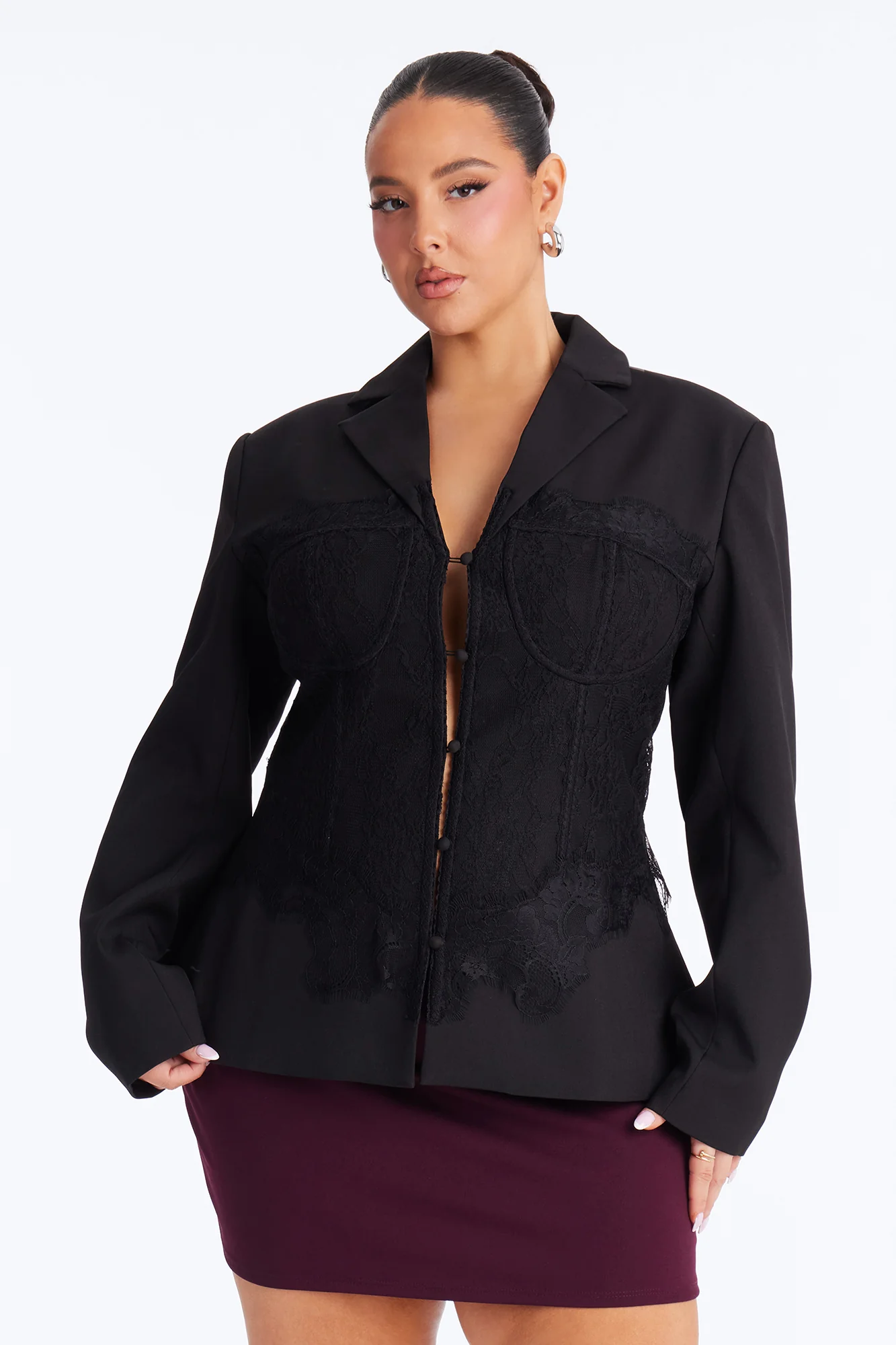 Deep Secrets Lace Corset Blazer - Black - Image 5