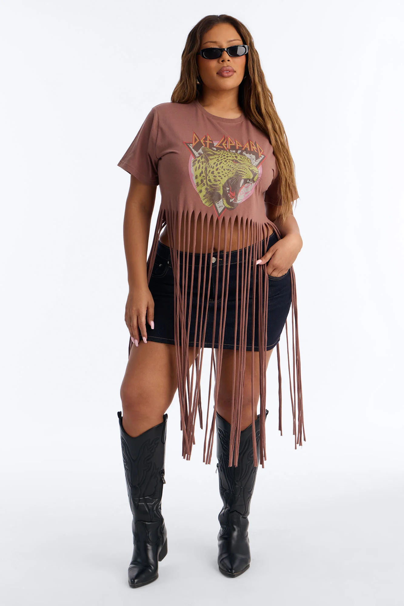 Def Leppard Fringe Tee - Brown - Image 7