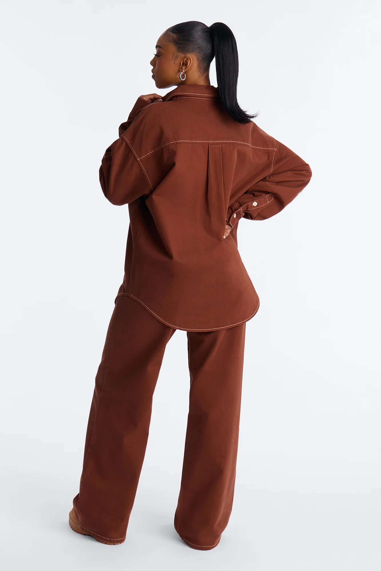 Del Rey Denim Pant Set - Brown - Image 3