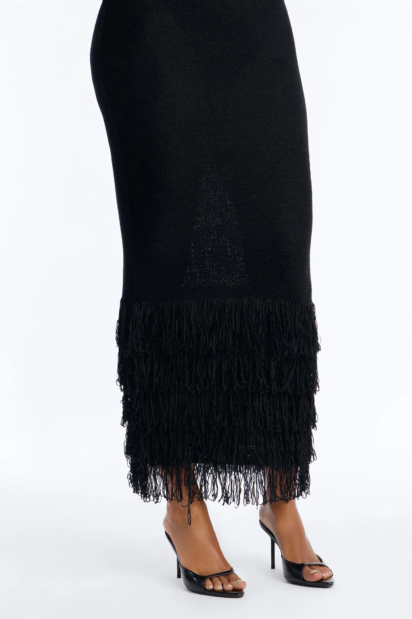 Delany Long Sleeve Knit Maxi Dress - Black - Image 3