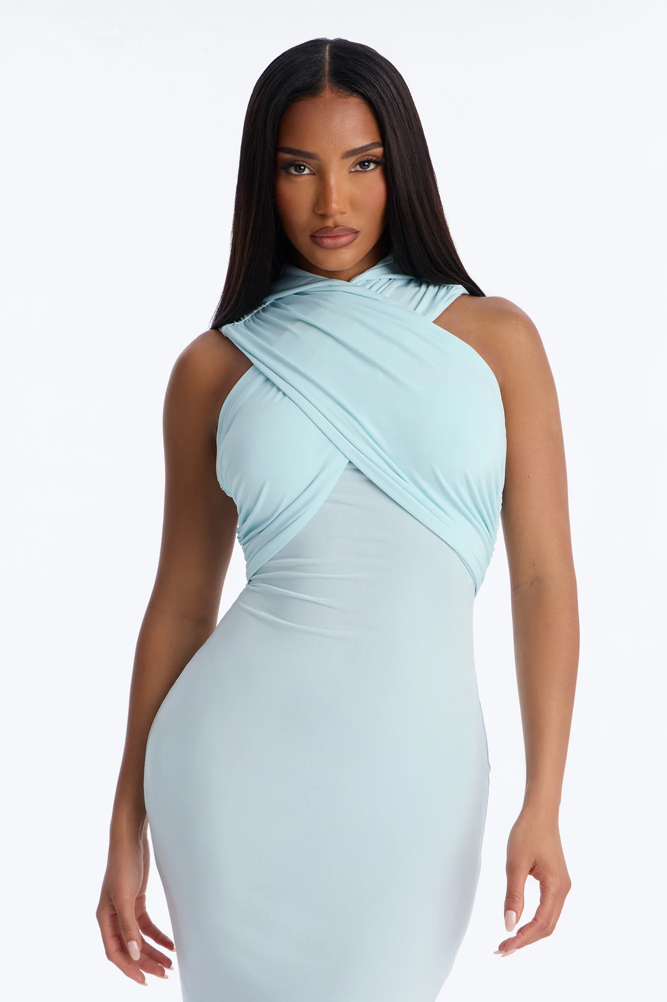 Delara Hooded Maxi Dress - Light Blue - Image 2