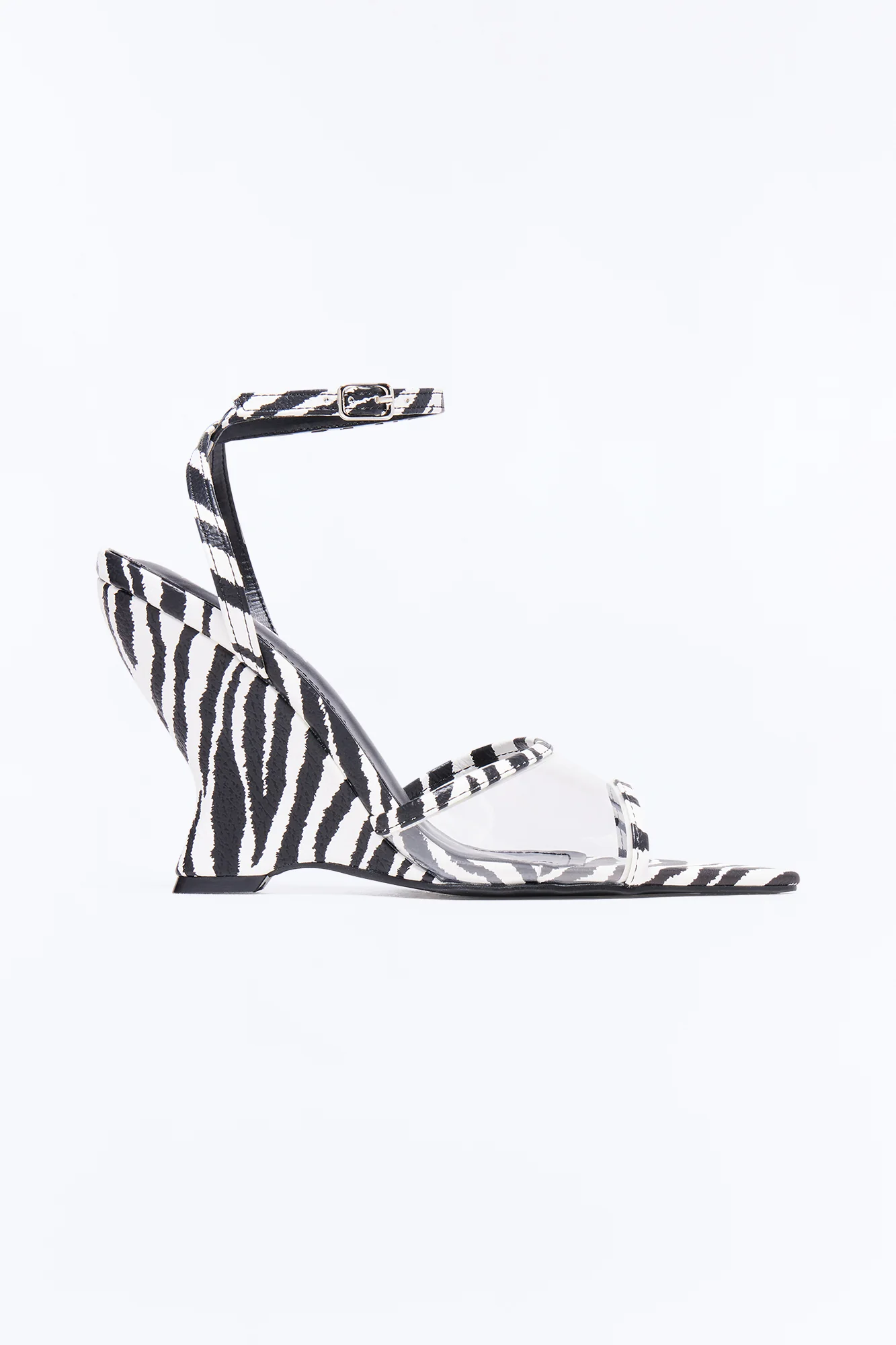 Delfina Ankle Strap Wedges - Black/White