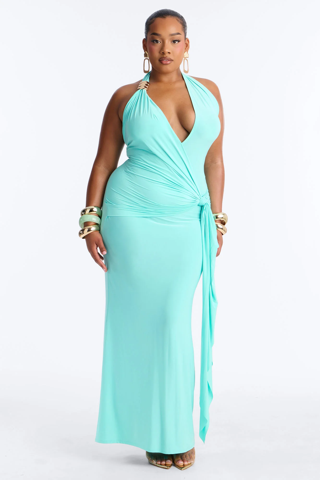 Delia Halter Backless Maxi Dress - Aqua - Image 5