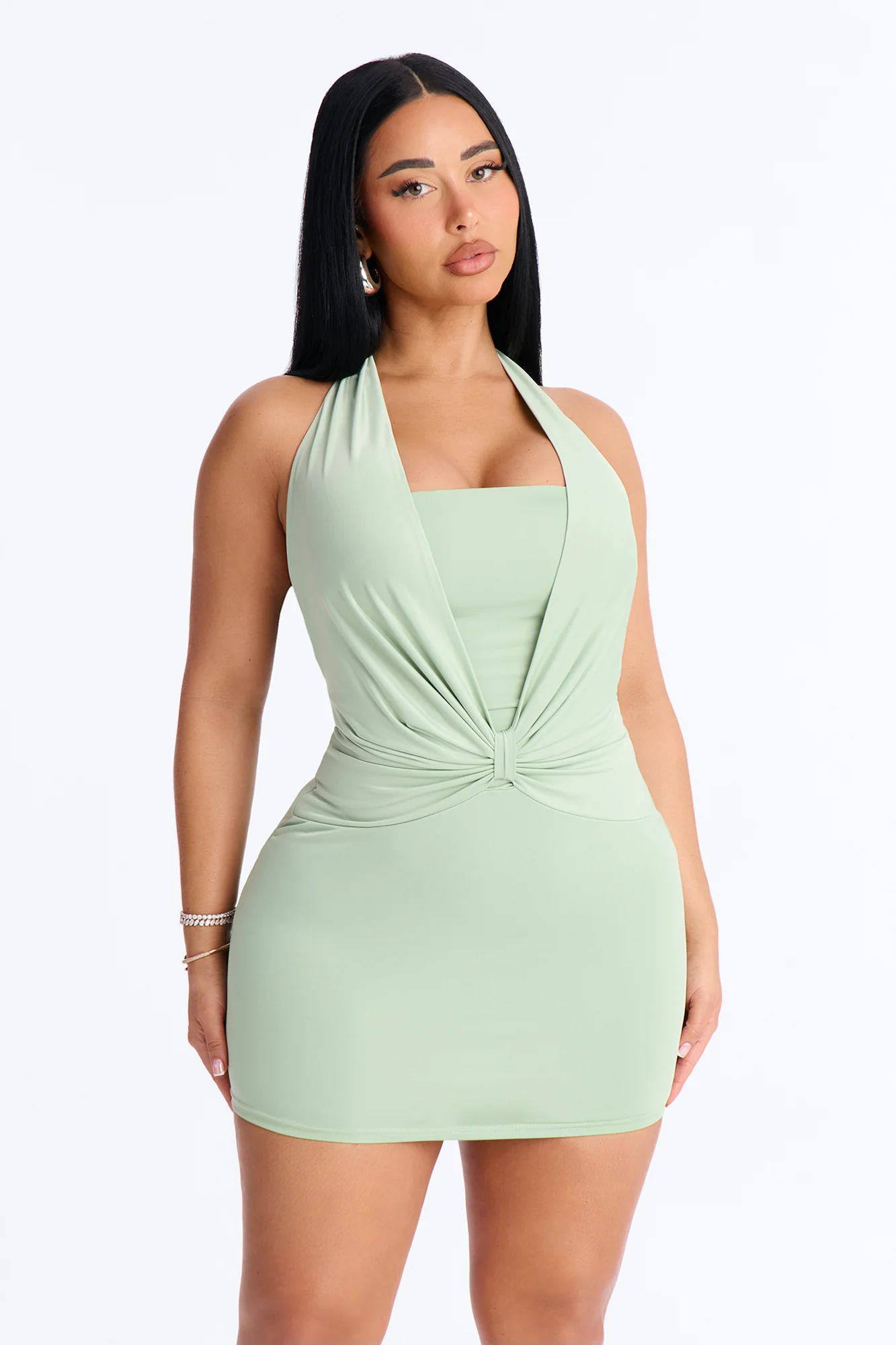 Delilah Ruched Mini Dress - Mint