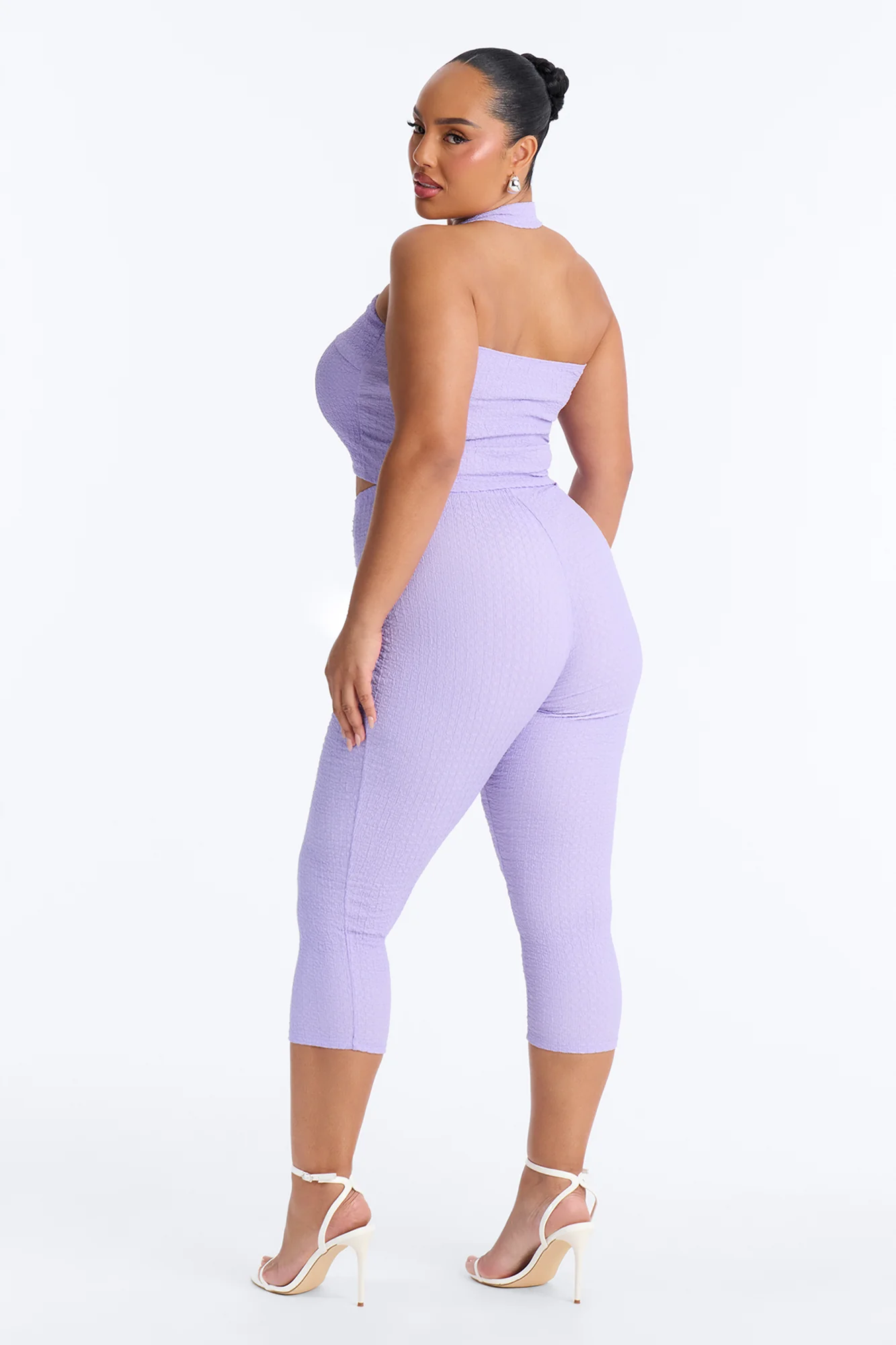 Delilah Textured Halter Capri Pant Set - Lavender - Image 7