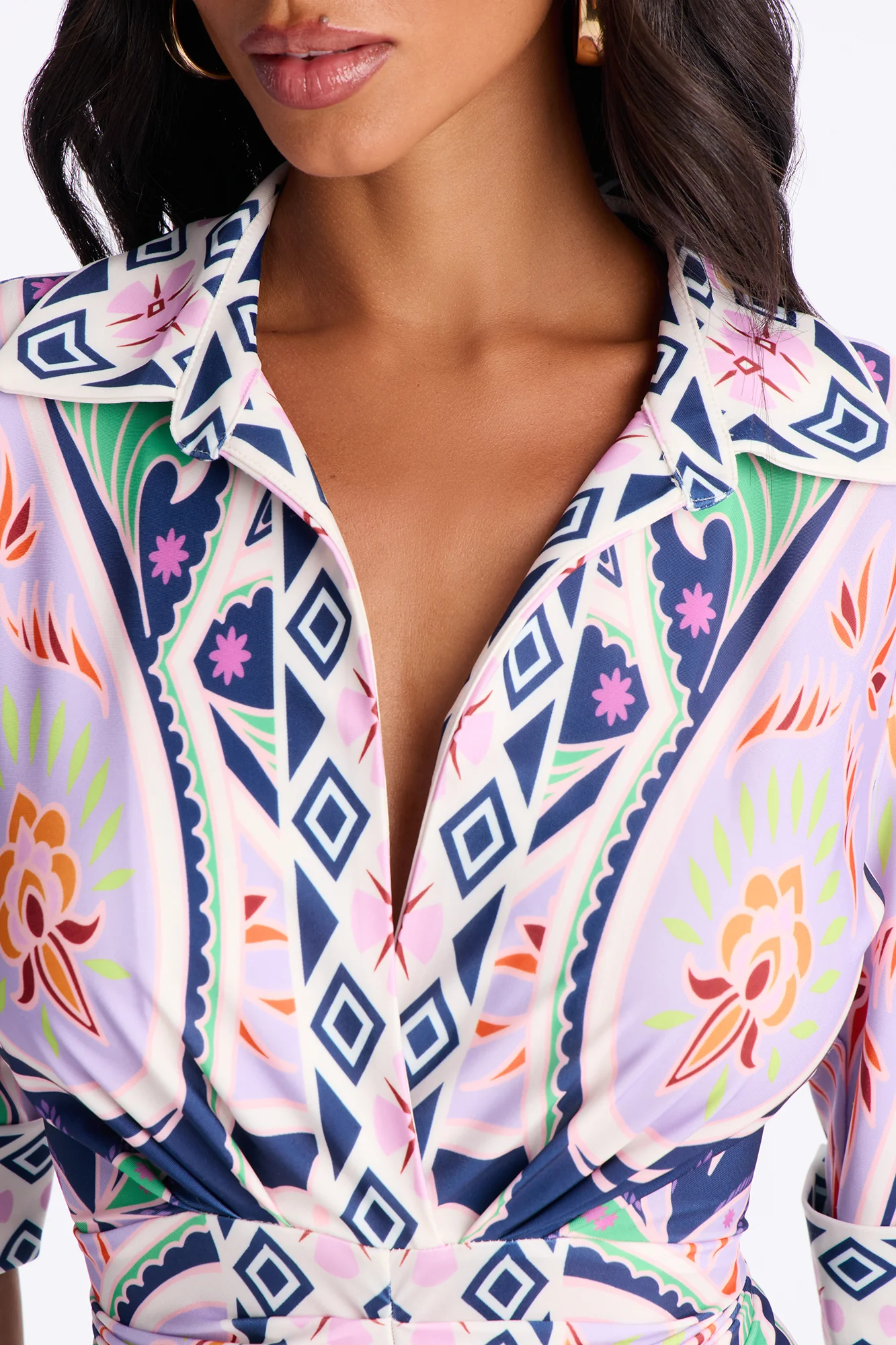 Delphine Ruched Printed Mini Dress - Purple/combo - Image 3