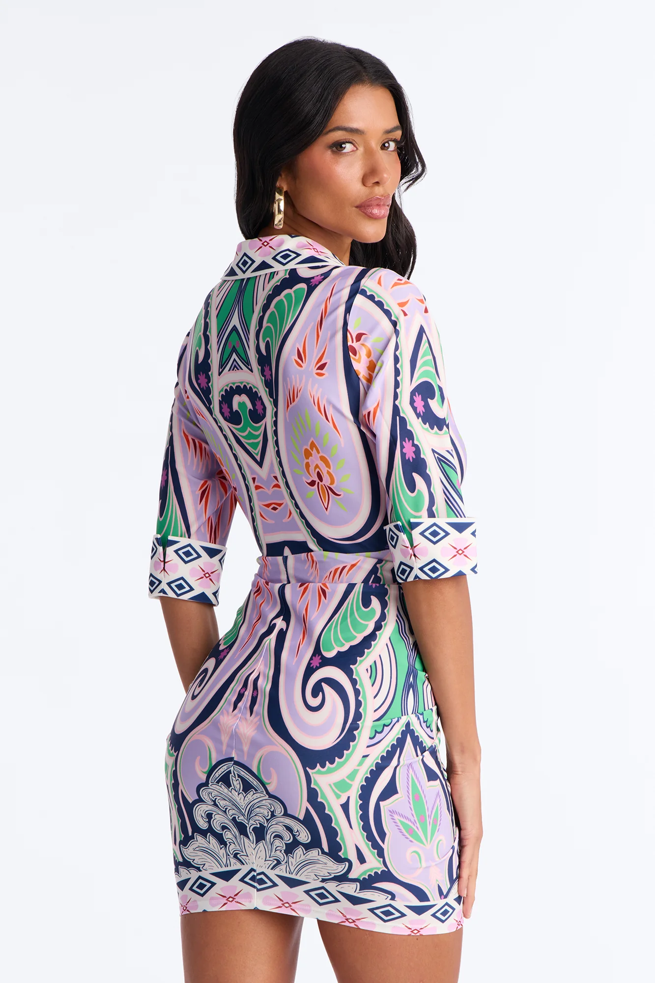 Delphine Ruched Printed Mini Dress - Purple/combo - Image 4