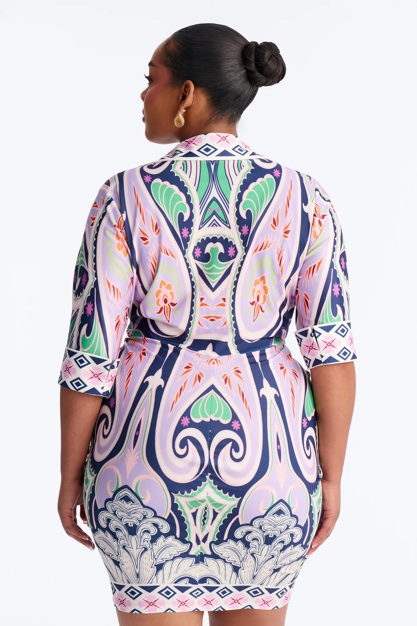 Delphine Ruched Printed Mini Dress - Purple/combo - Image 8