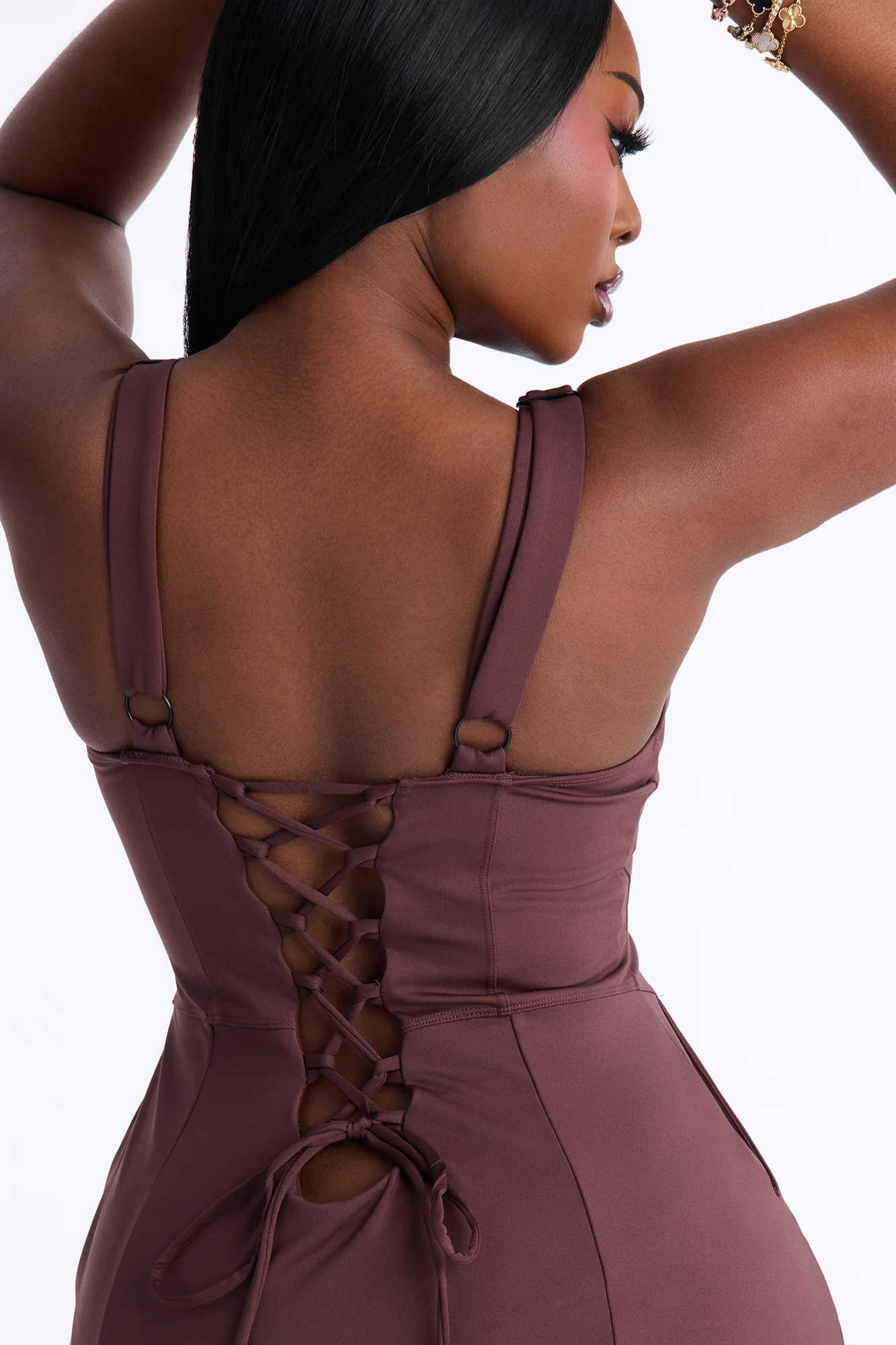 Delvina Snatched Sculpting Underwire 1 Piece Swimsuit Dress - Chocolate - Image 6