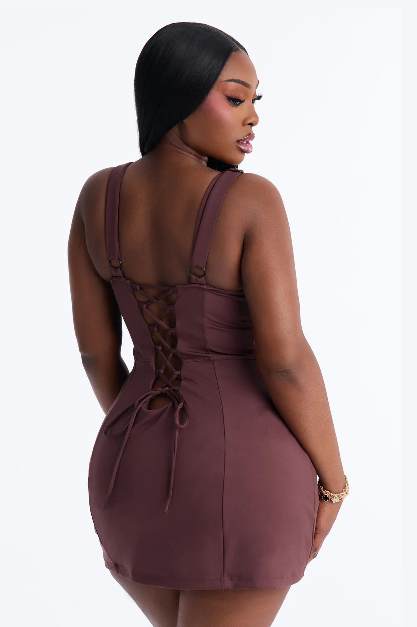 Delvina Snatched Sculpting Underwire 1 Piece Swimsuit Dress - Chocolate - Image 7