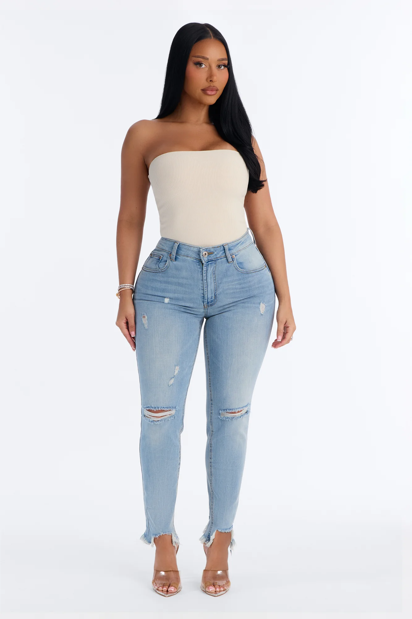 Demi Double Lined Tube Bodysuit - Stone - Image 2