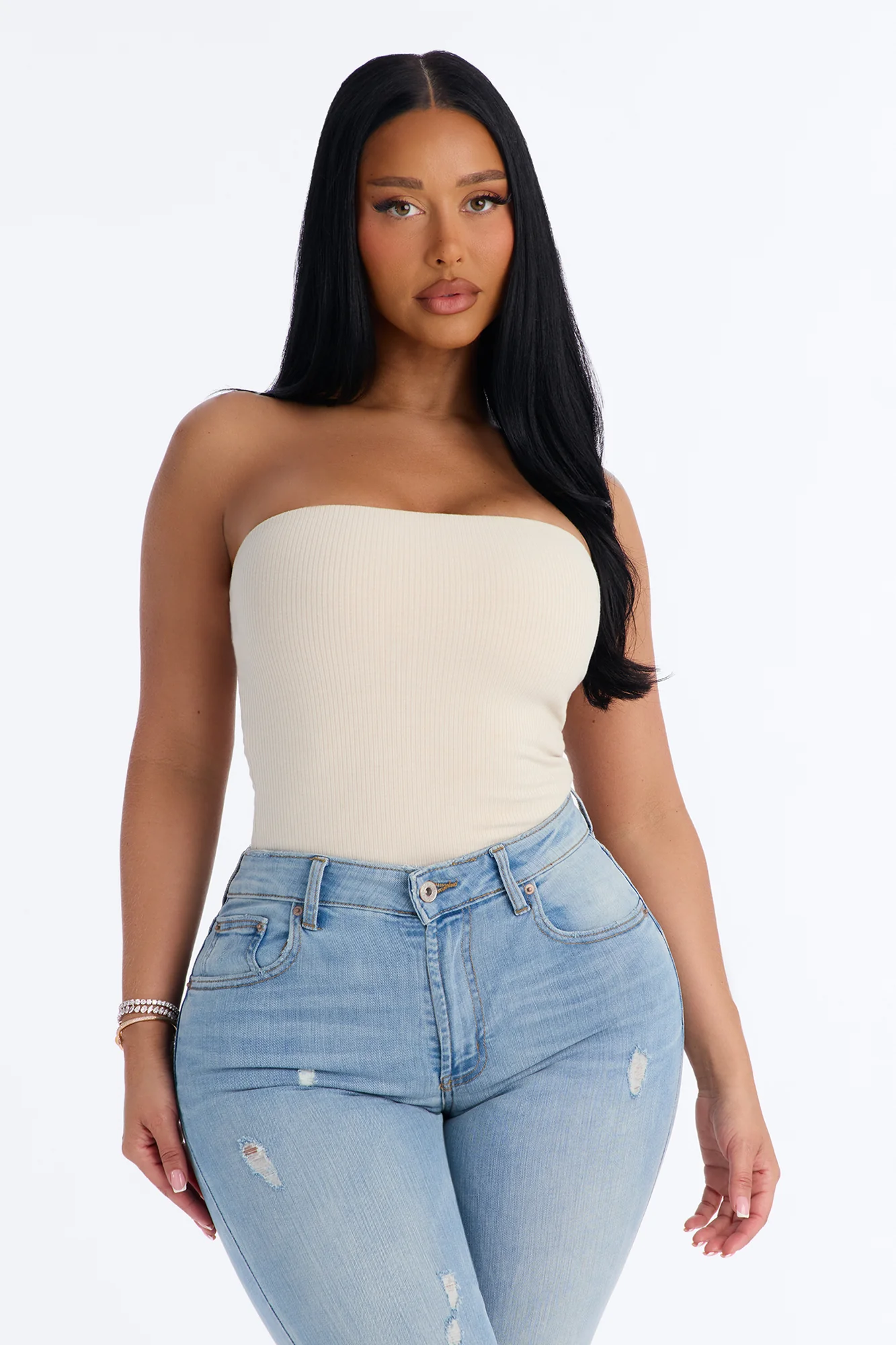 Demi Double Lined Tube Bodysuit - Stone - Image 3