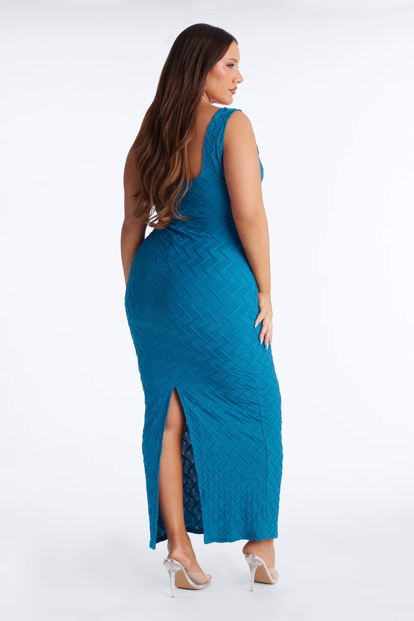 Demi Textured Maxi Dress - Teal - Image 8