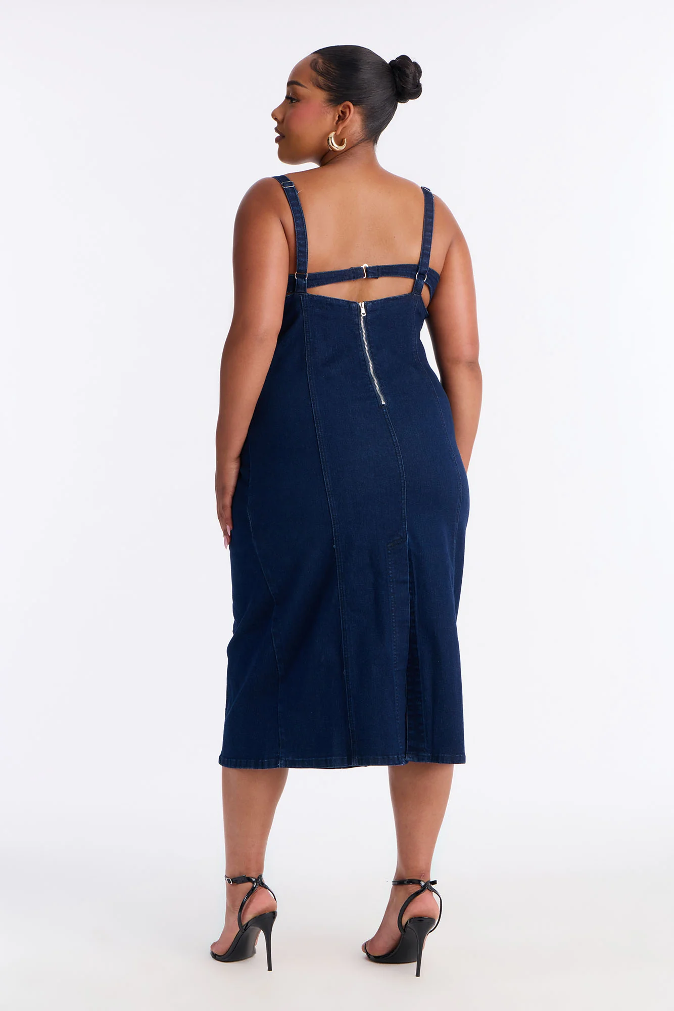 Demmi Corset Denim Midi Dress - Dark Wash - Image 7