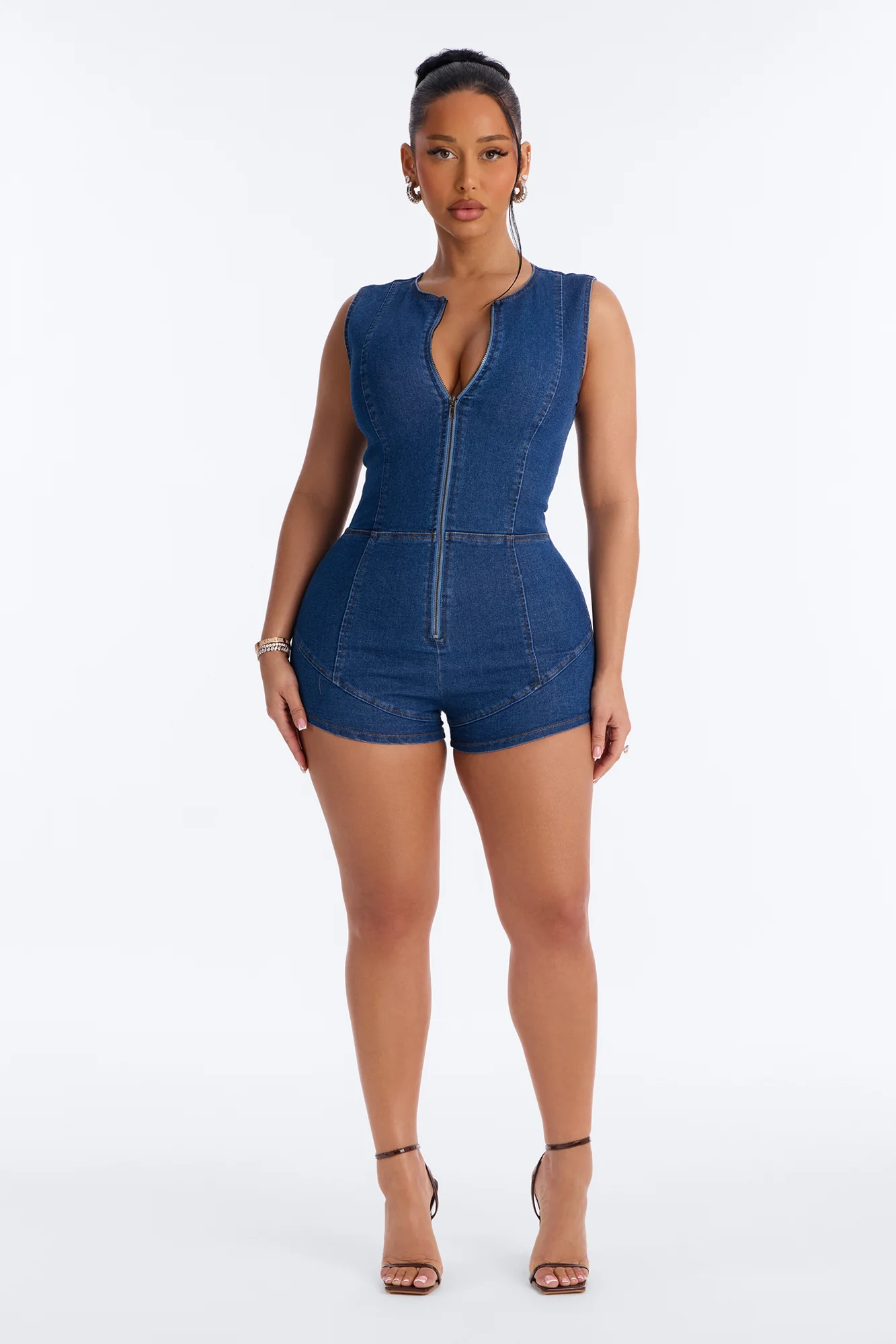 Denim Daydream Romper - Dark Wash - Image 2