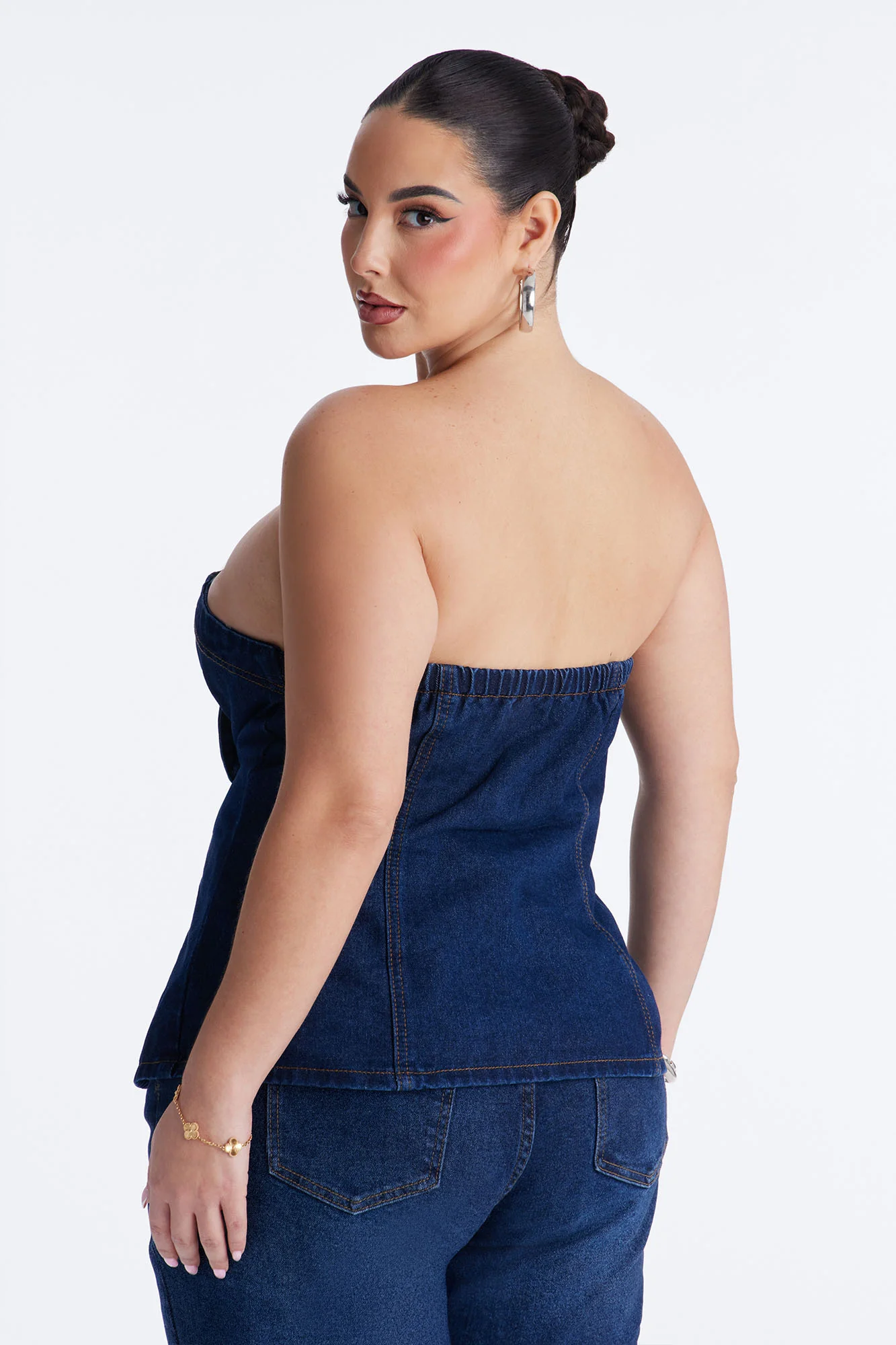 Denim Therapy Asymmetrical Tube Top - Indigo - Image 8