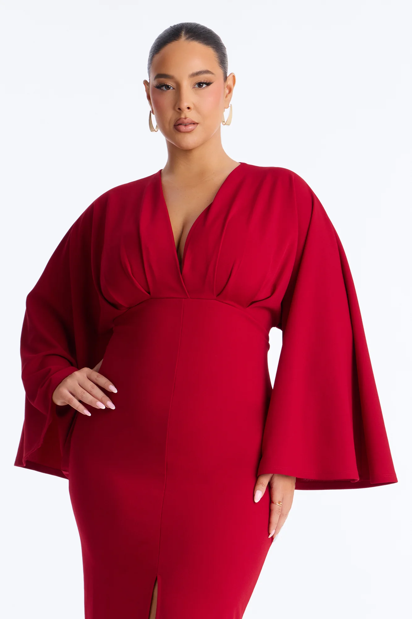 Denise Long Sleeve Midi Dress - Wine - Image 6