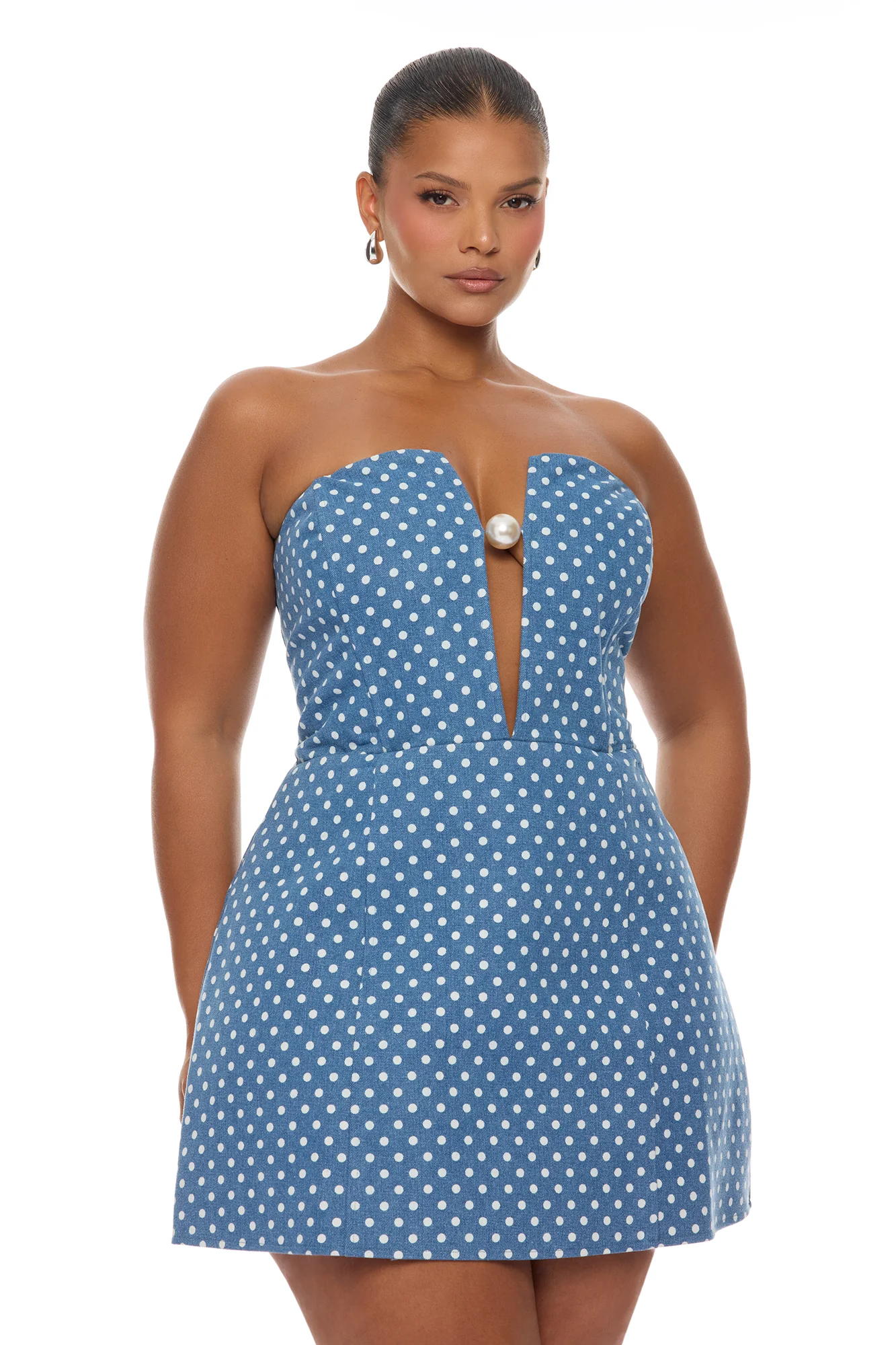 Denise Pearl Denim Mini Dress - Denim - Image 6
