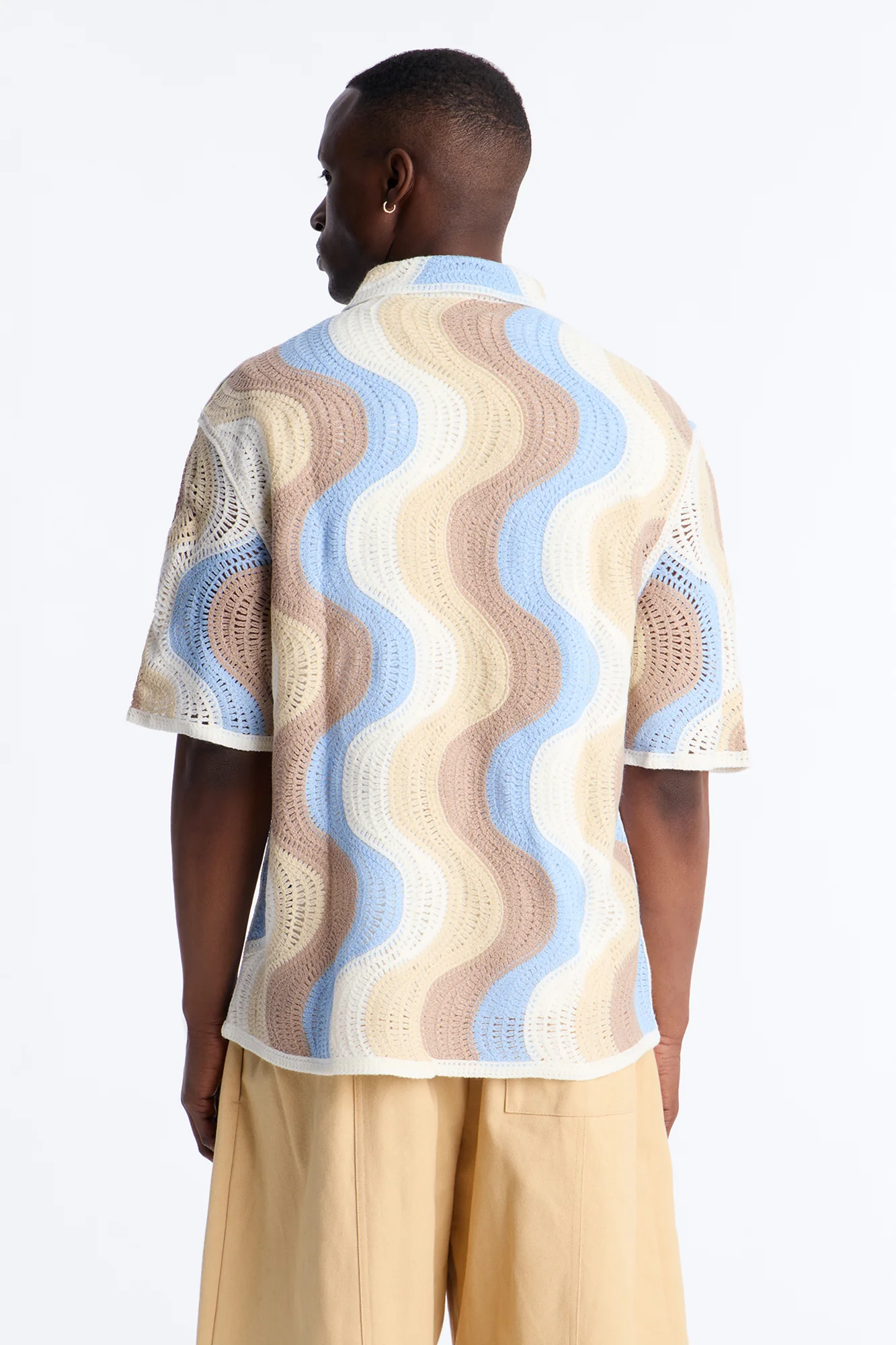 Desert Daze Crochet Short Sleeve Button Up Shirt - Multi Color - Image 4