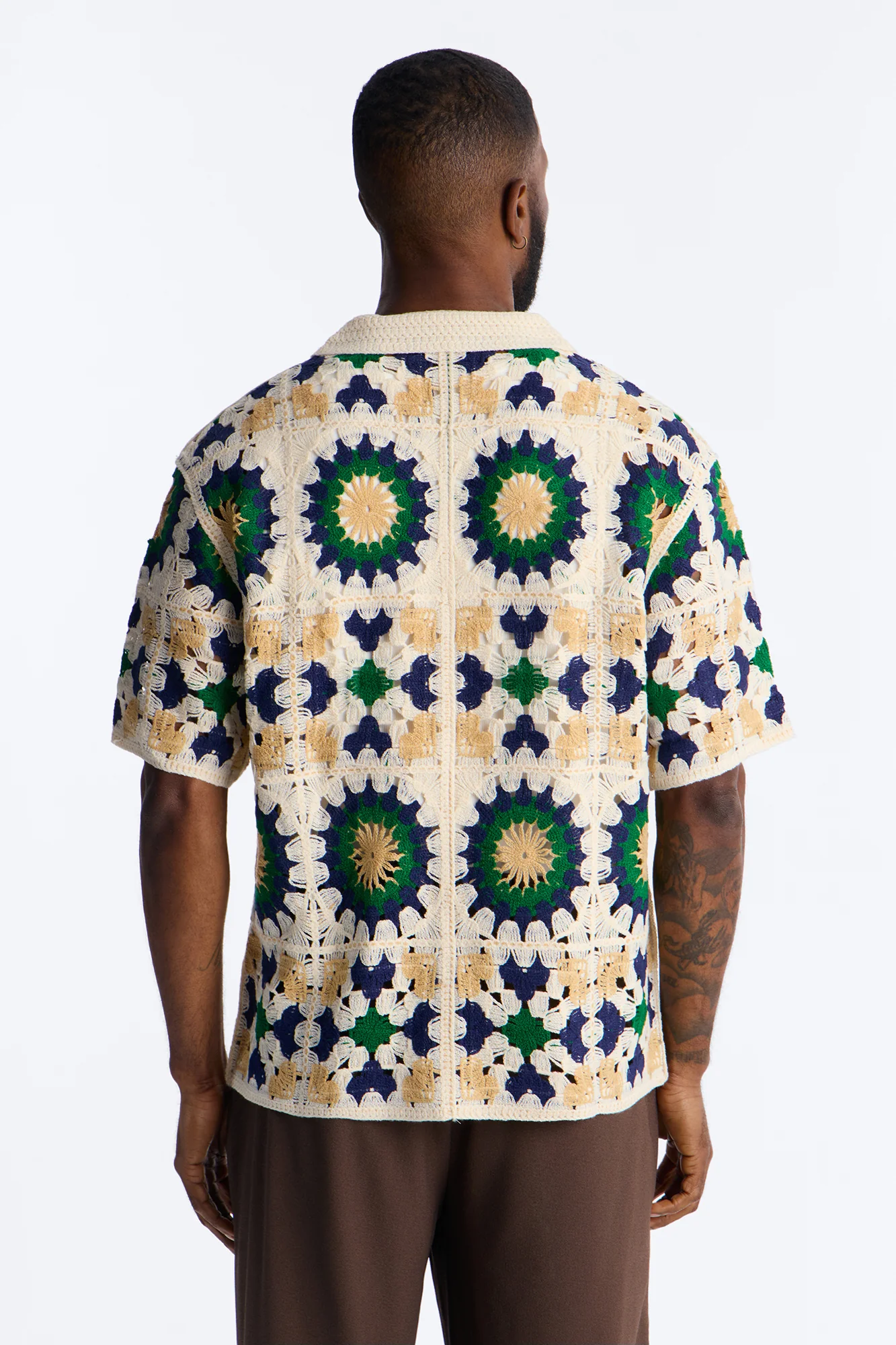 Desert Hues Crochet Button Up Shirt - Cream - Image 4