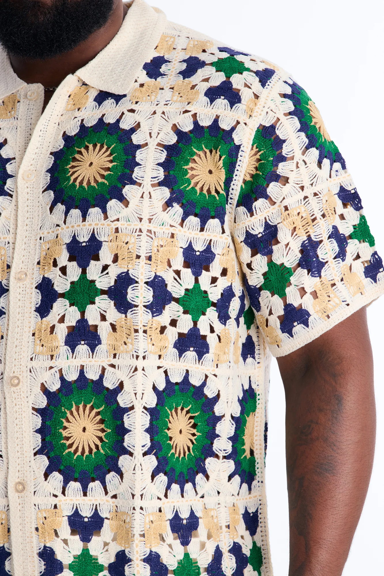 Desert Hues Crochet Button Up Shirt - Cream - Image 7