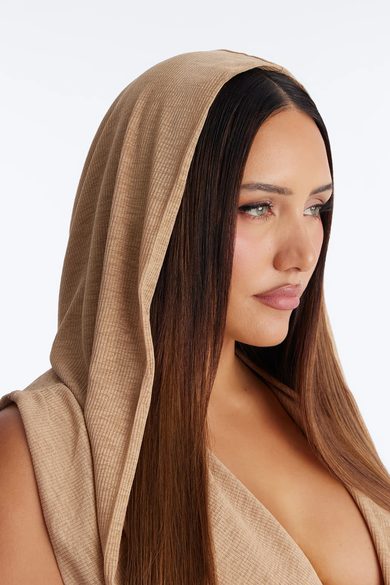 Desert Retreat Cowl Neck Hooded Top - Sand - Image 7