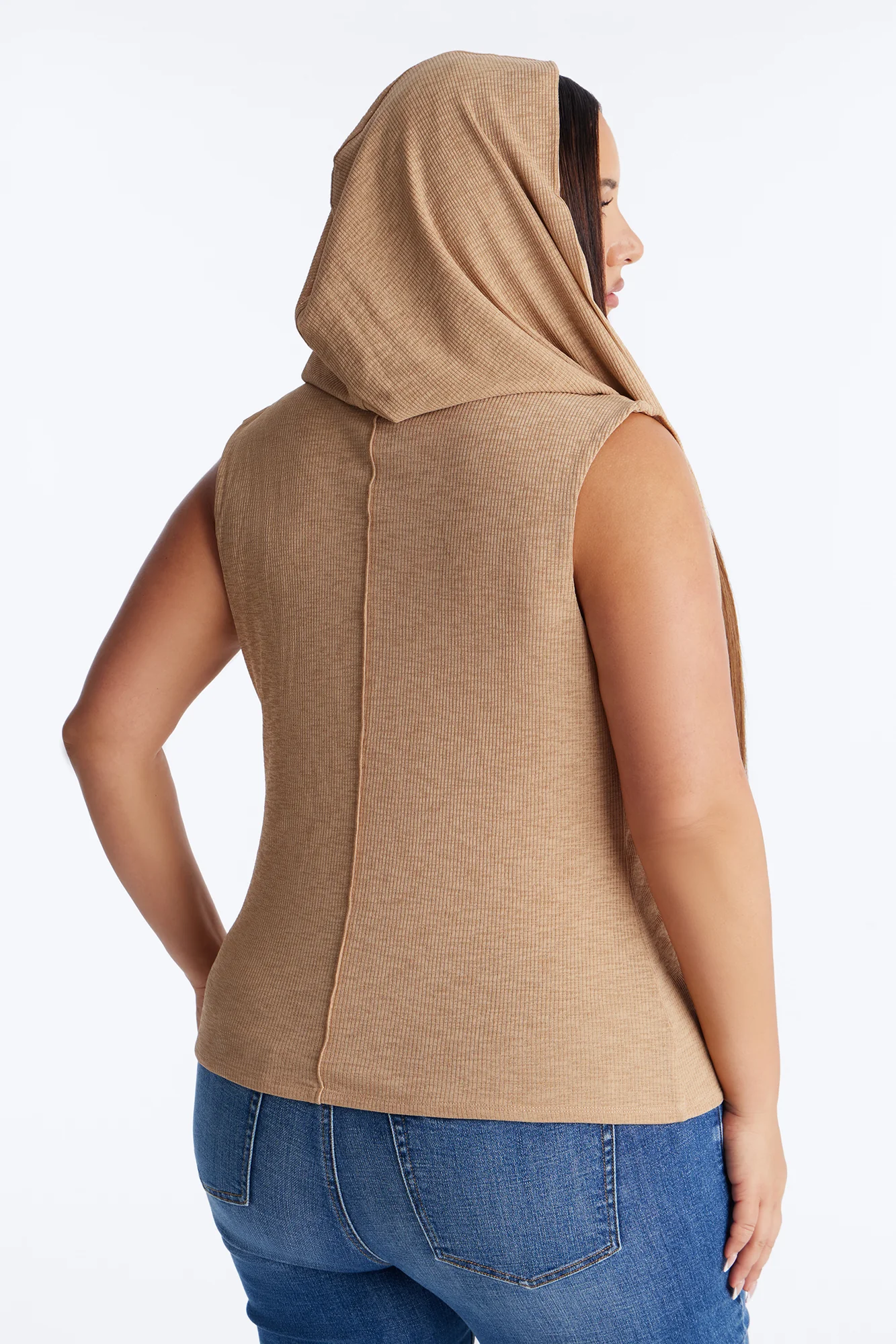 Desert Retreat Cowl Neck Hooded Top - Sand - Image 9