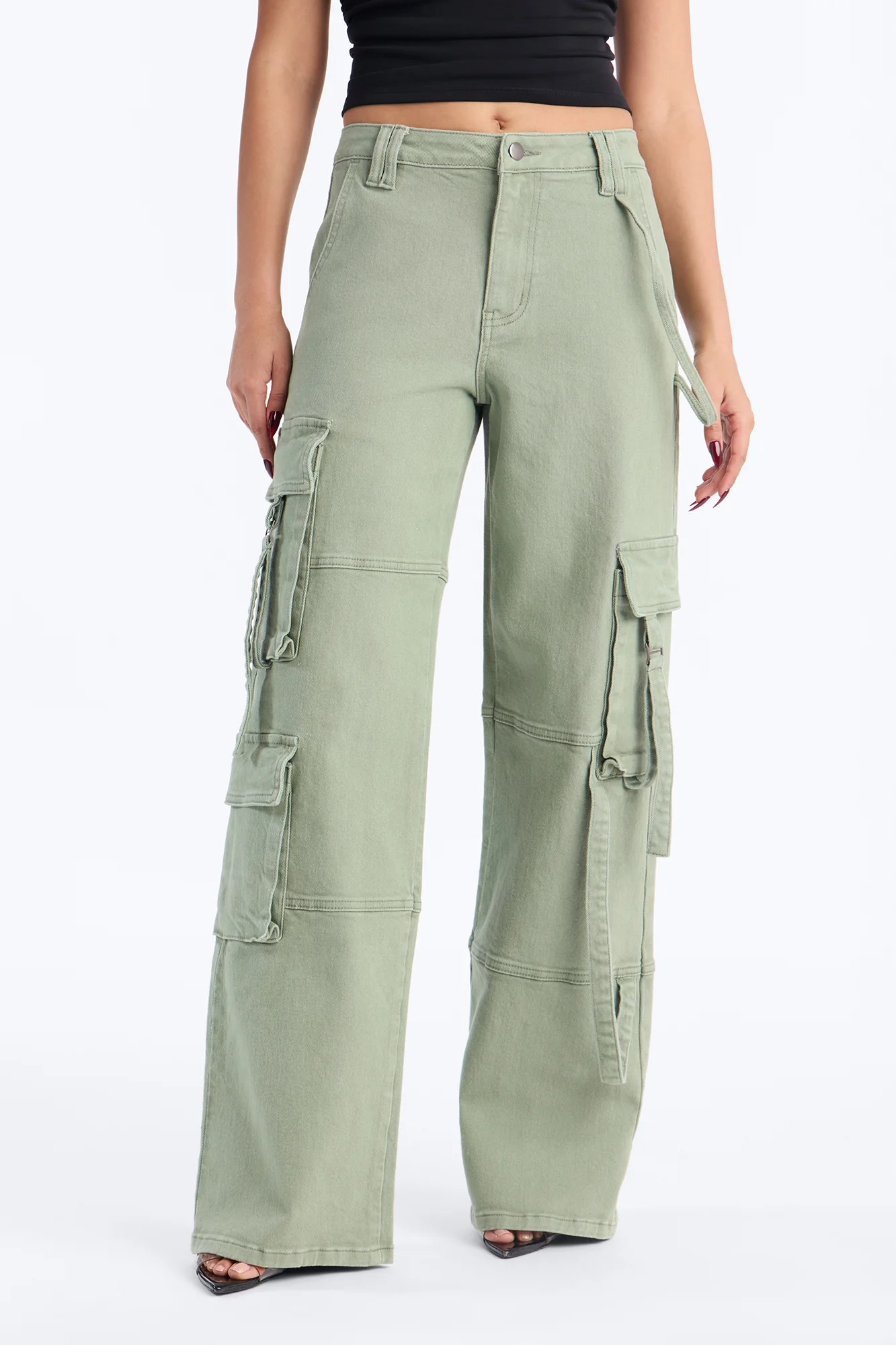 Desi Mineral Wash Cargo Pant - Sage - Image 2