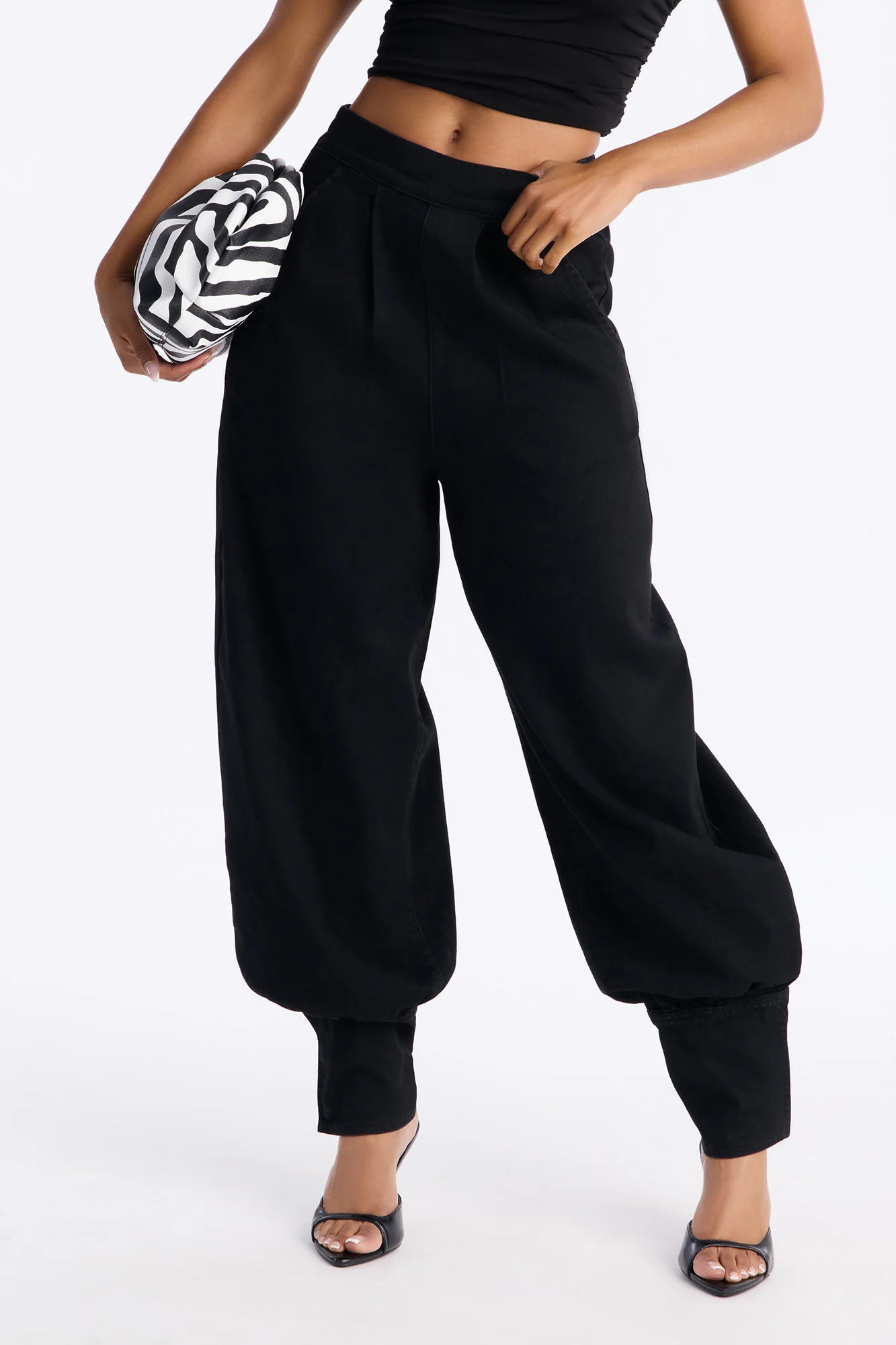 Destination Unknown Drapey Denim Balloon Jeans - Black - Image 2