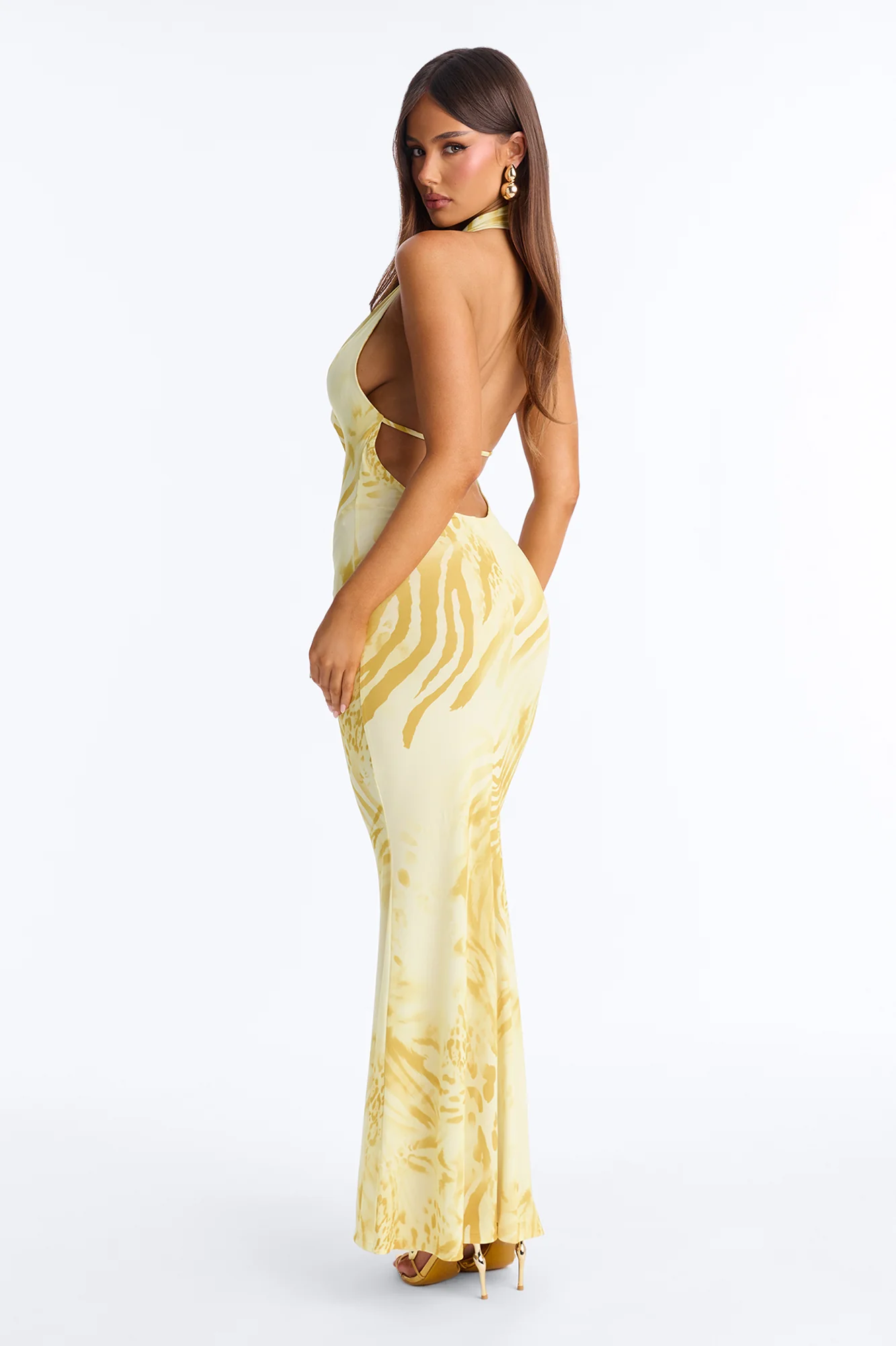 Destinee Backless Hardware Maxi Dress - Yellow/combo - Image 4