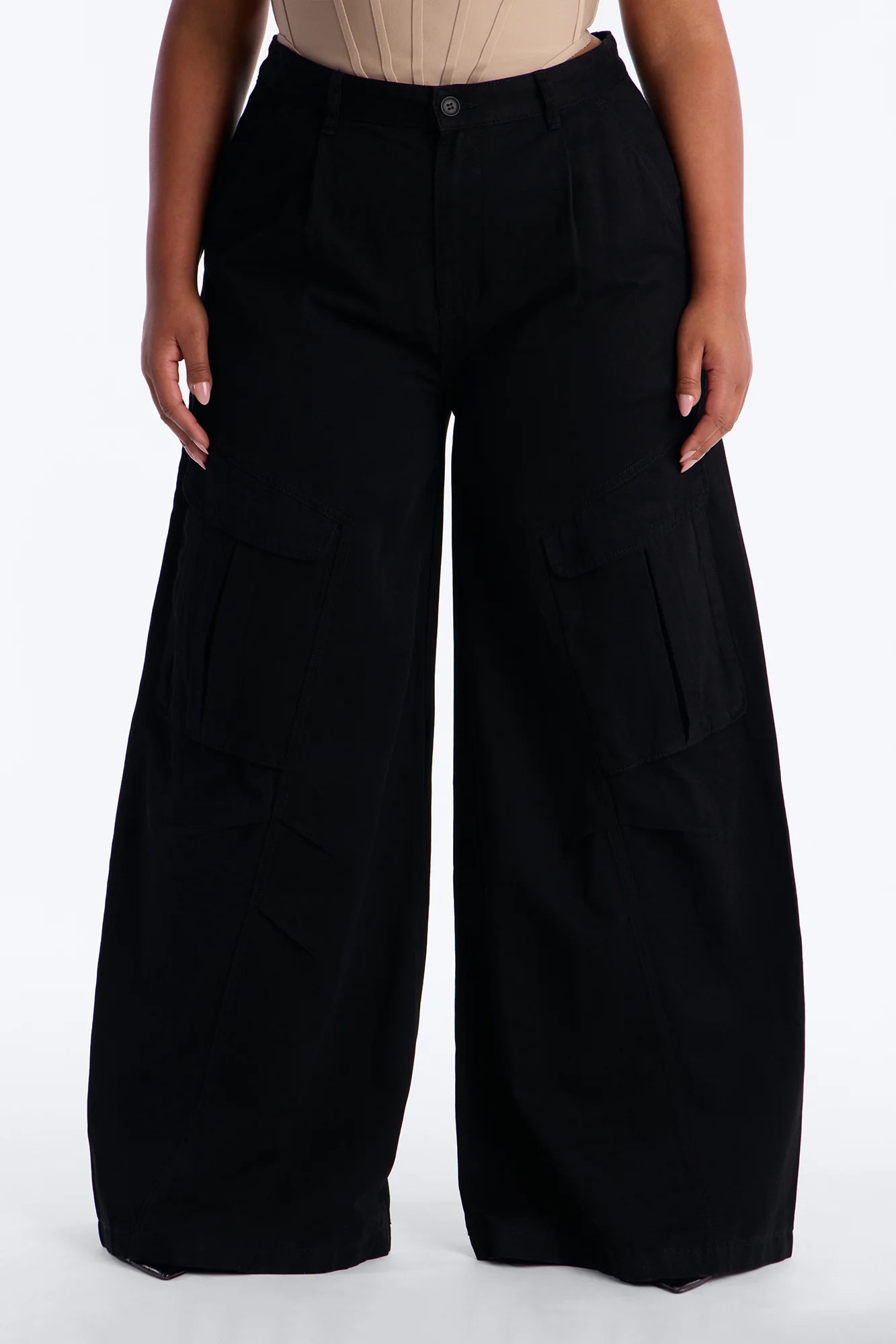 Destiny High Rise Wide Leg Cargo Pant 33″ - Black - Image 5