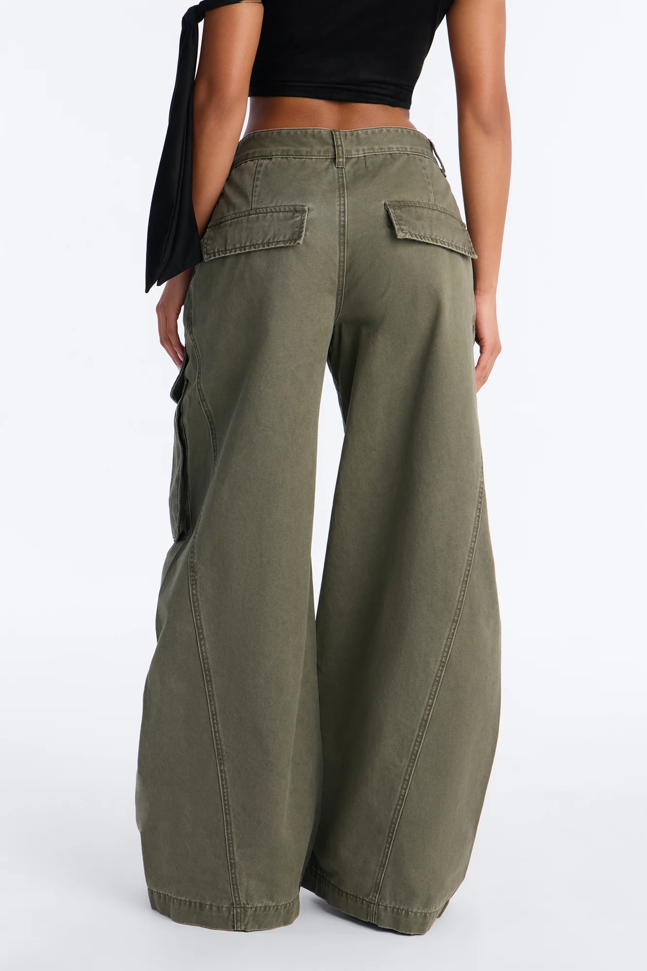 Destiny High Rise Wide Leg Cargo Pant 33″ - Olive - Image 4