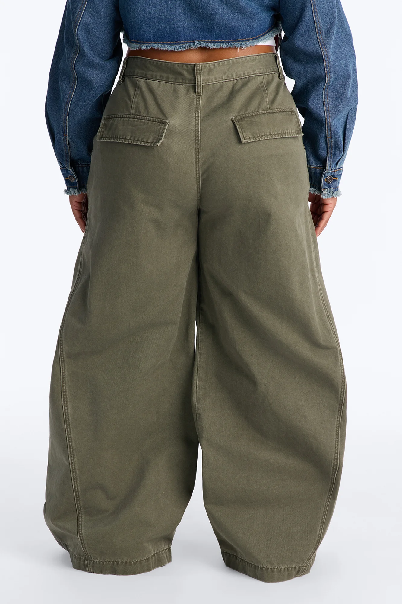 Destiny High Rise Wide Leg Cargo Pant 33″ - Olive - Image 7
