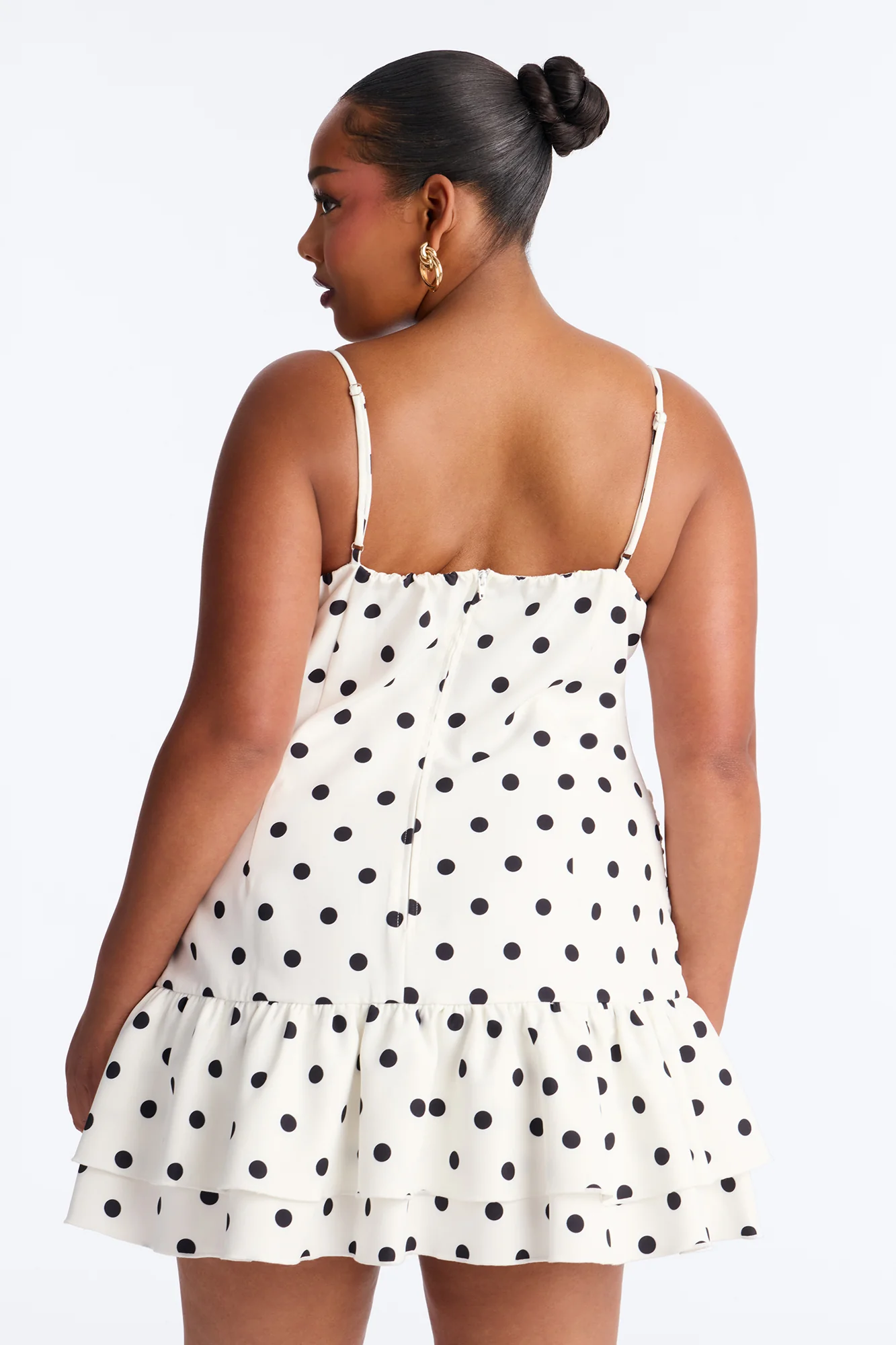 Devin Polka Dot Bubble Mini Dress - White/Black - Image 7