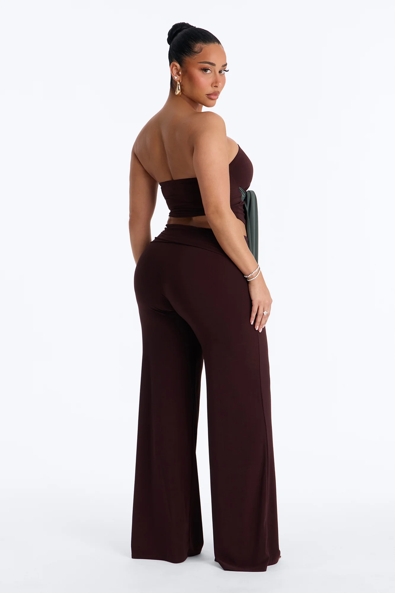 Devin Tie Front Colorblock Pant Set - Brown/combo - Image 4