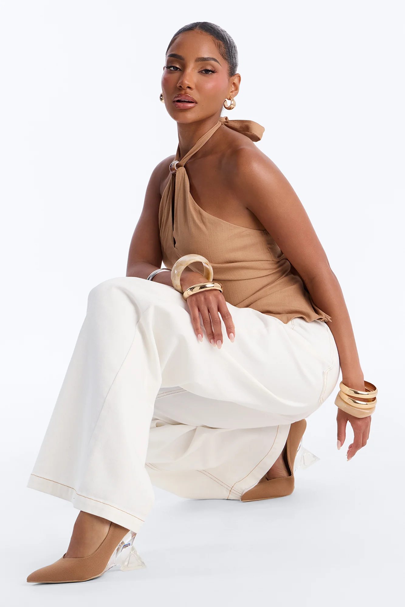 Devondra Clear Heel Pumps - Camel - Image 5