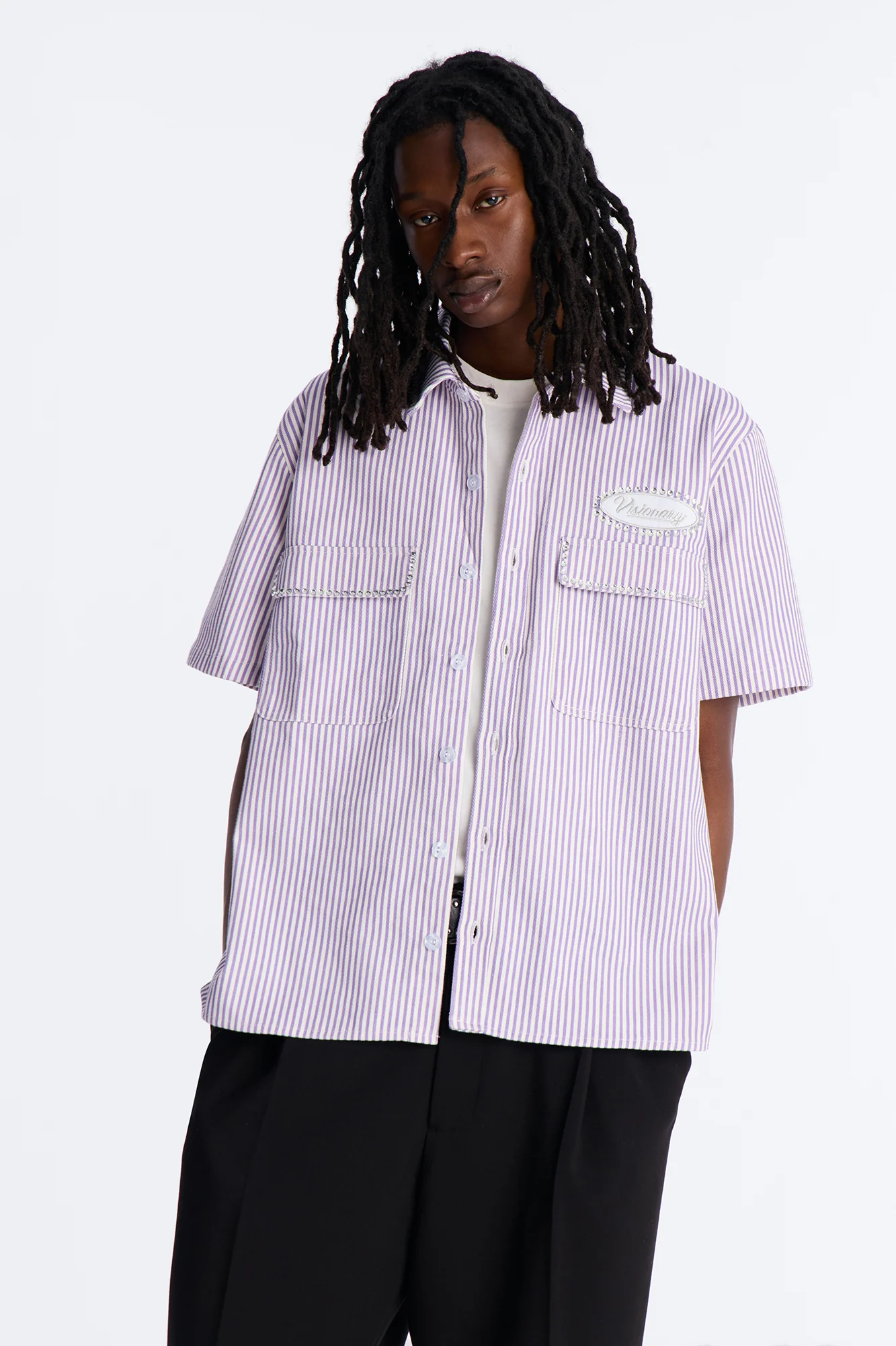 Diamante Trim Mechanic Shirt - Purple