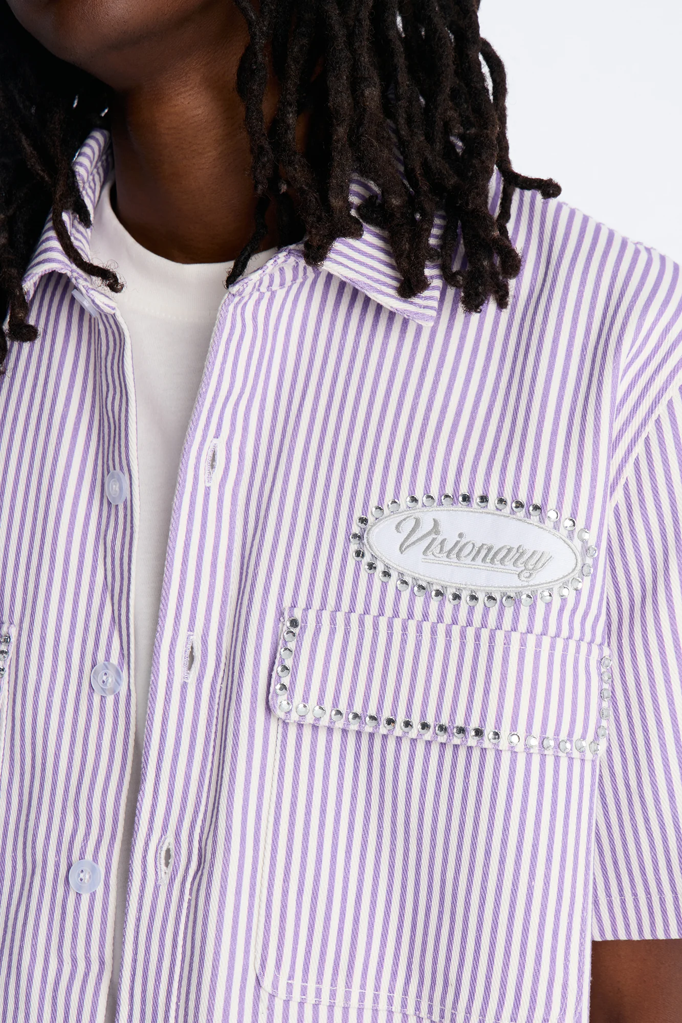 Diamante Trim Mechanic Shirt - Purple - Image 3