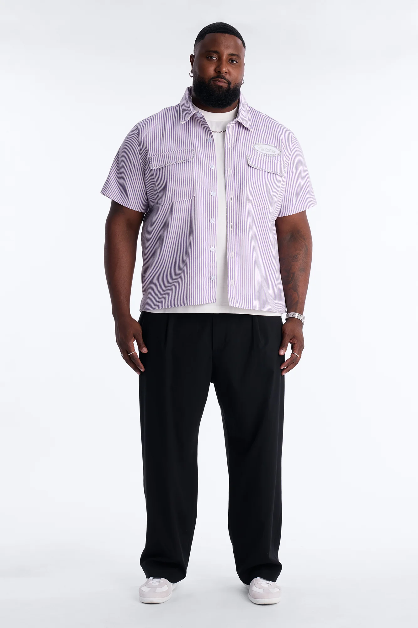 Diamante Trim Mechanic Shirt - Purple - Image 6