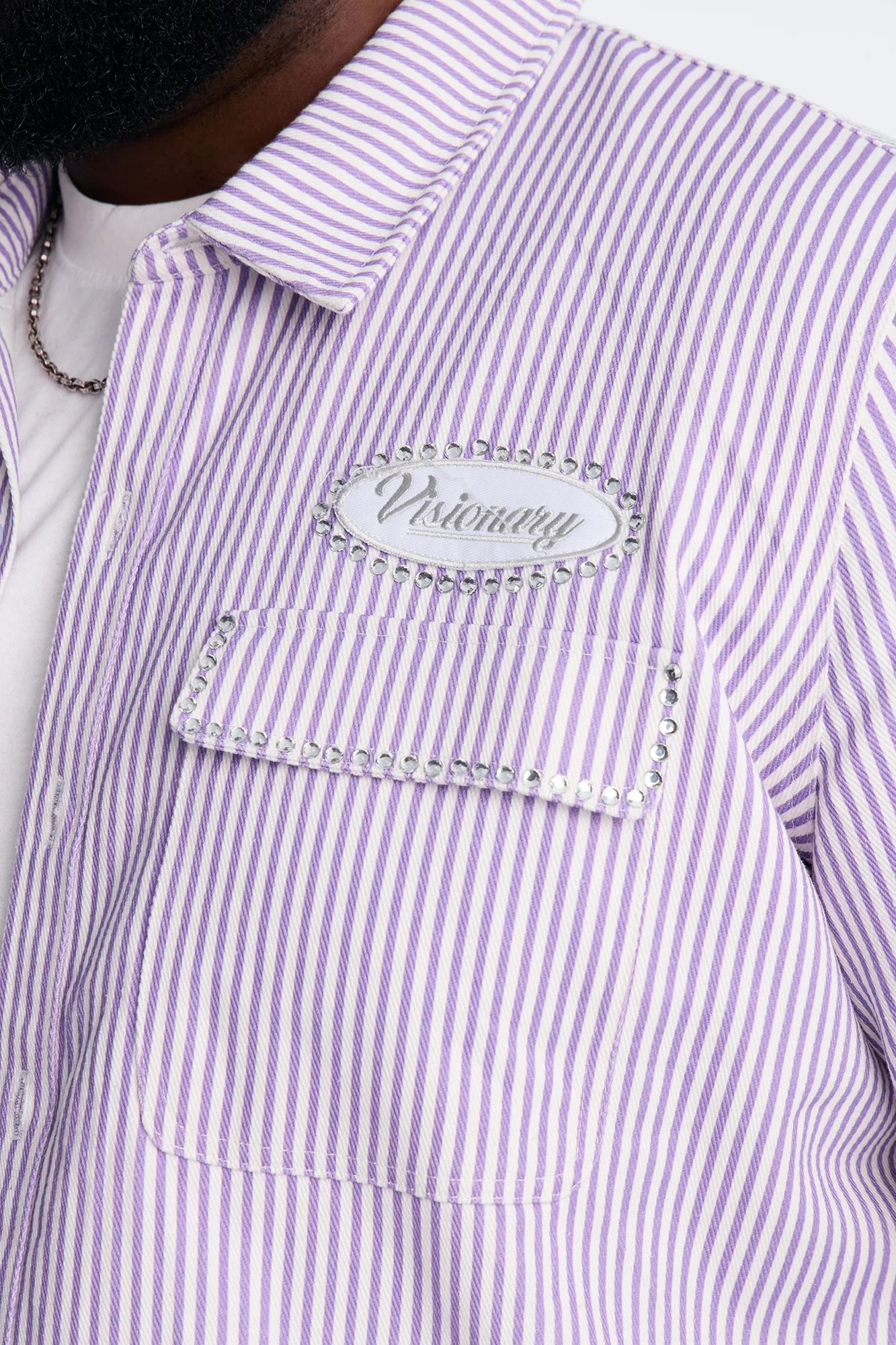 Diamante Trim Mechanic Shirt - Purple - Image 7