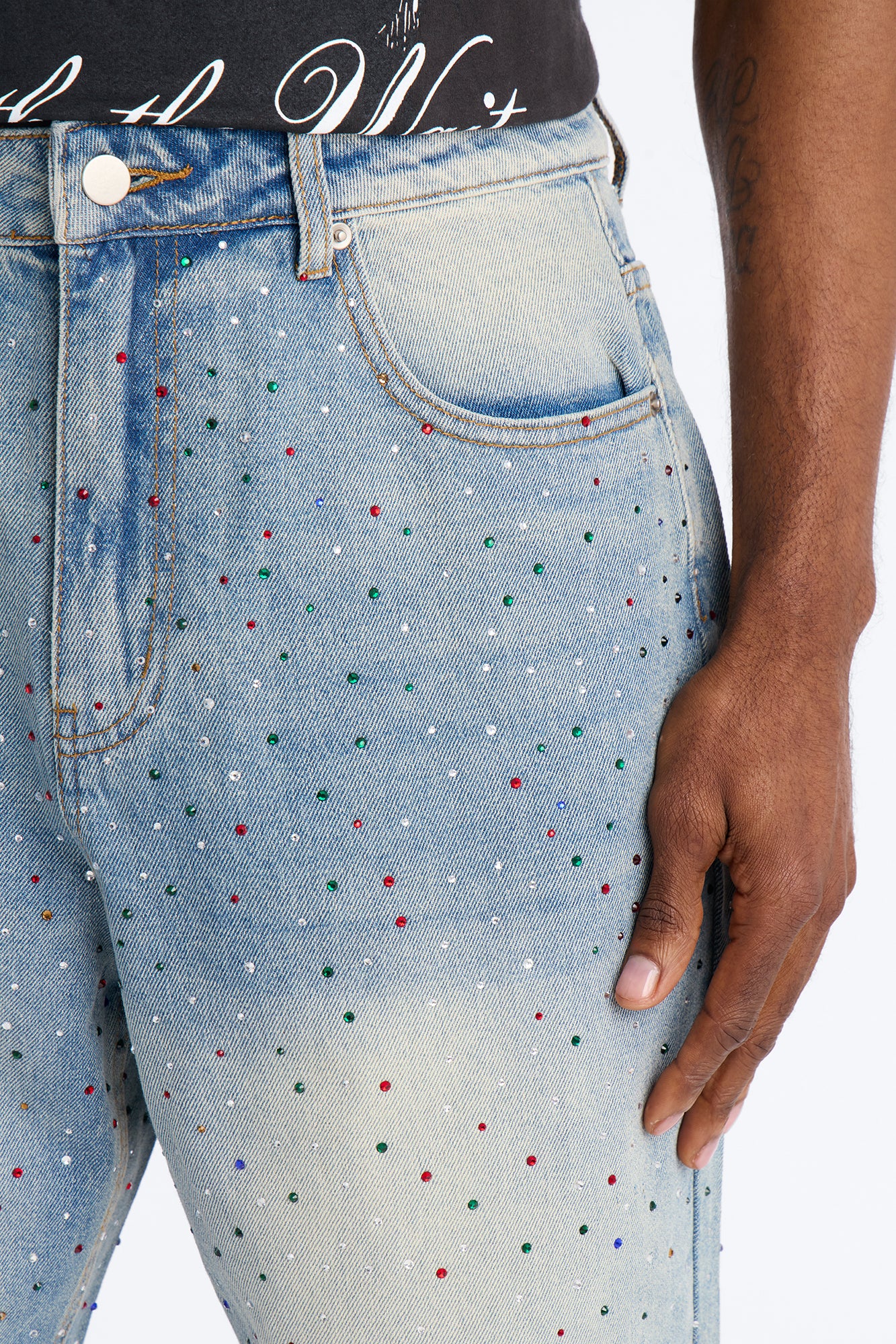 Diamond Dust Baggy Jean - Medium Blue Wash - Image 3